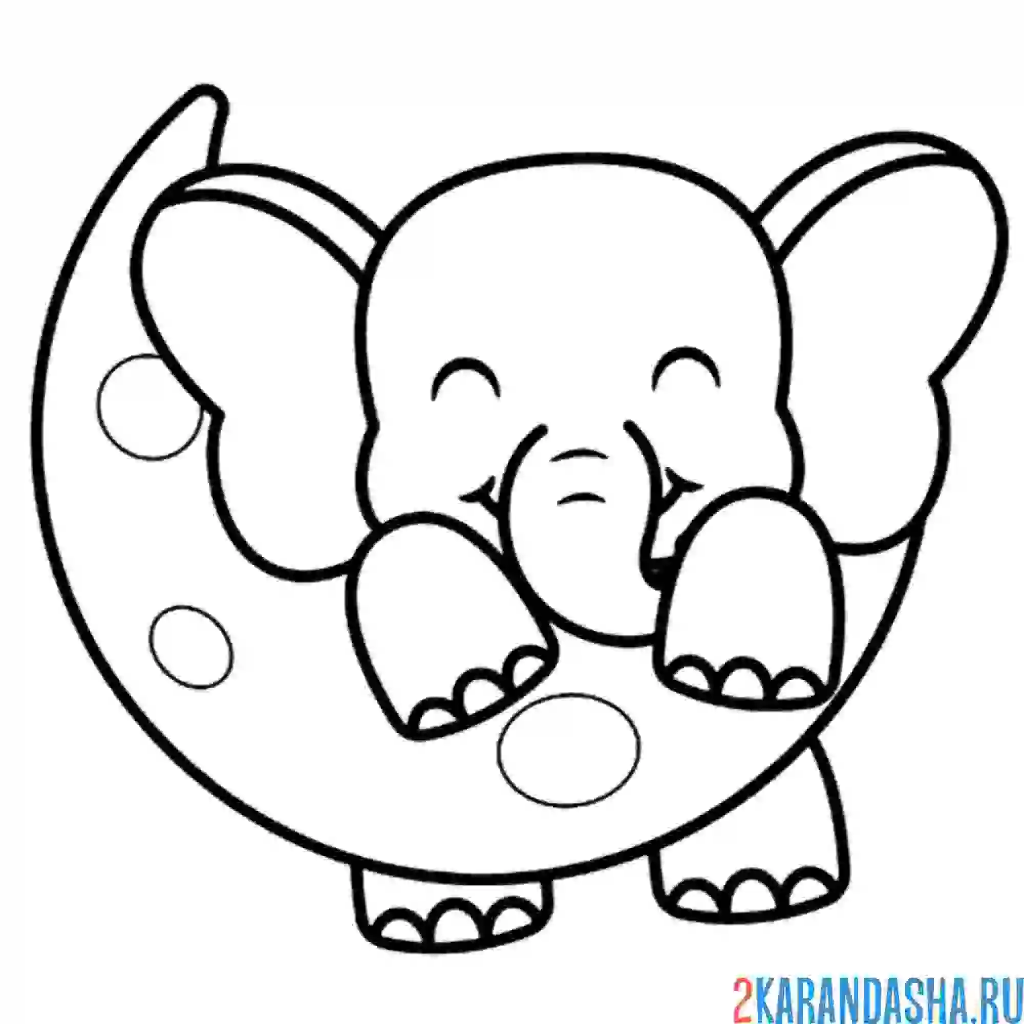 Раскраска слоник на луне