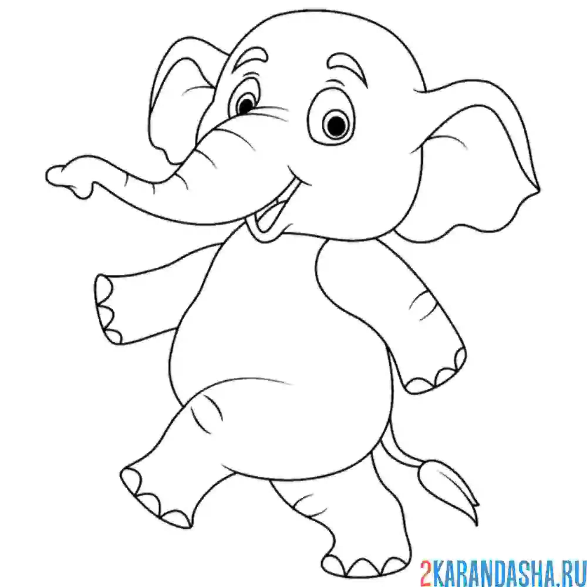 Раскраска слон идет куда-то