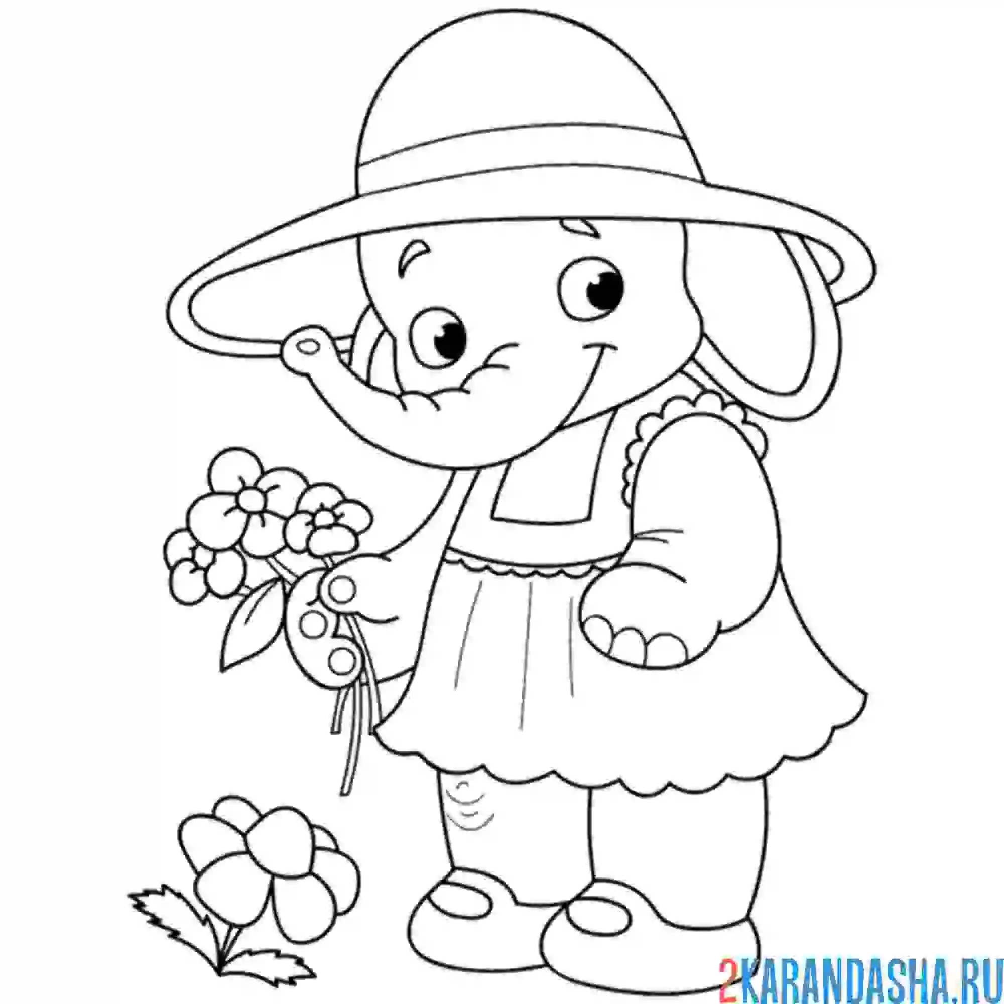 Раскраска слон хозяйка