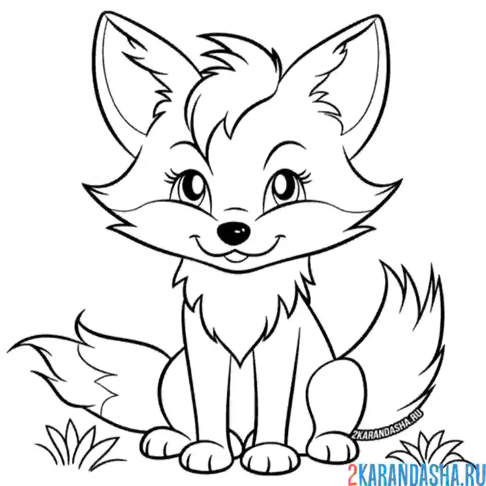 Раскраска лиса с челкой