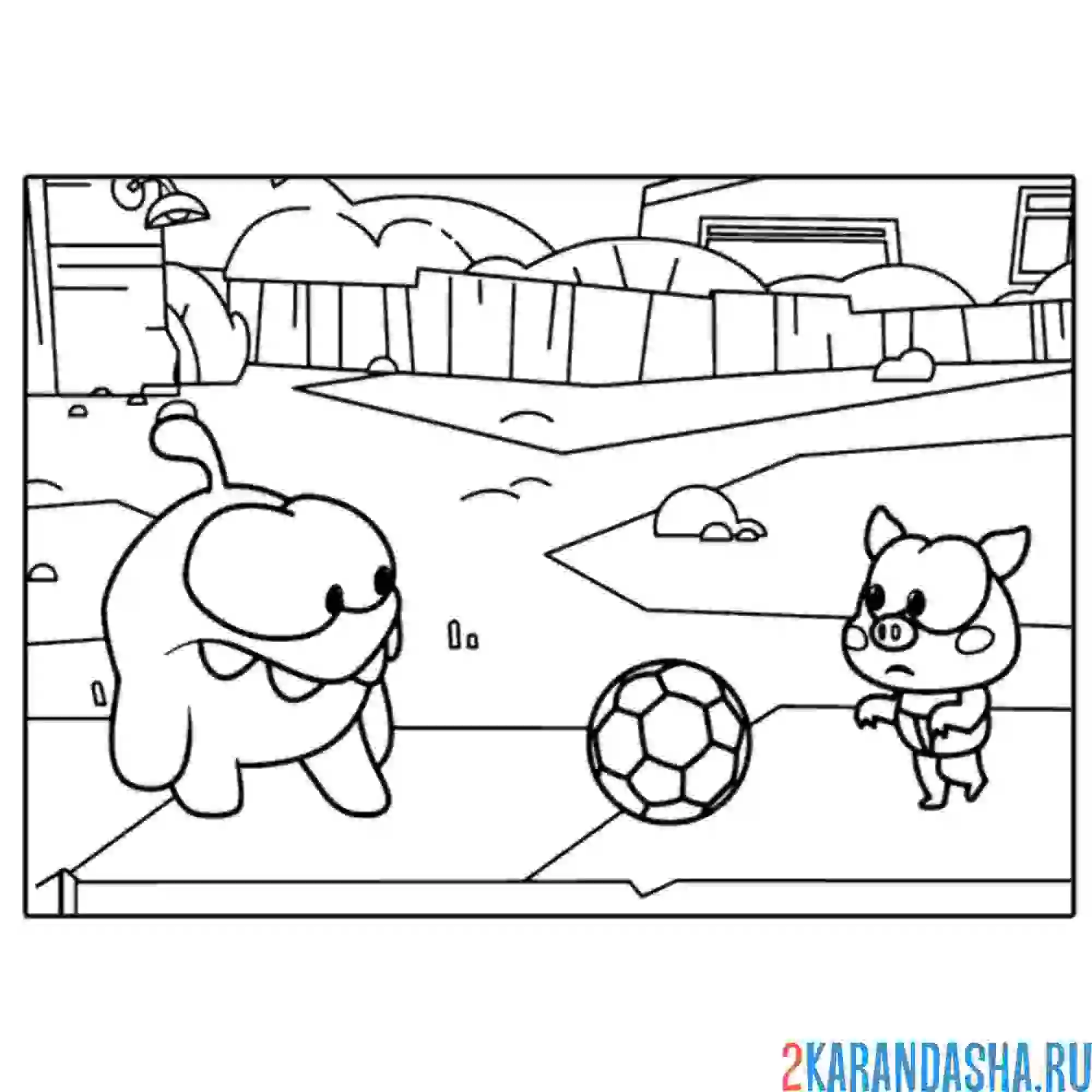 Раскраска ам-няма играет в футбол