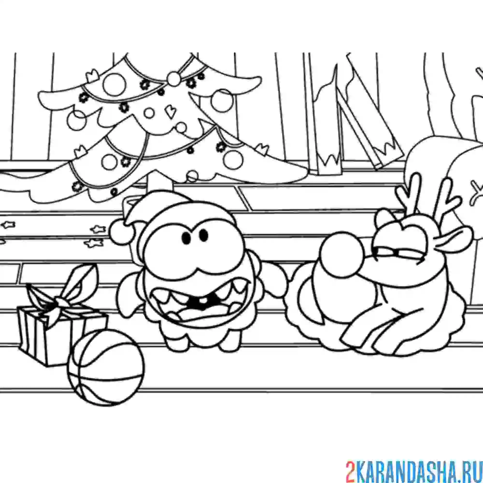 Раскраска ам-няма на новый год