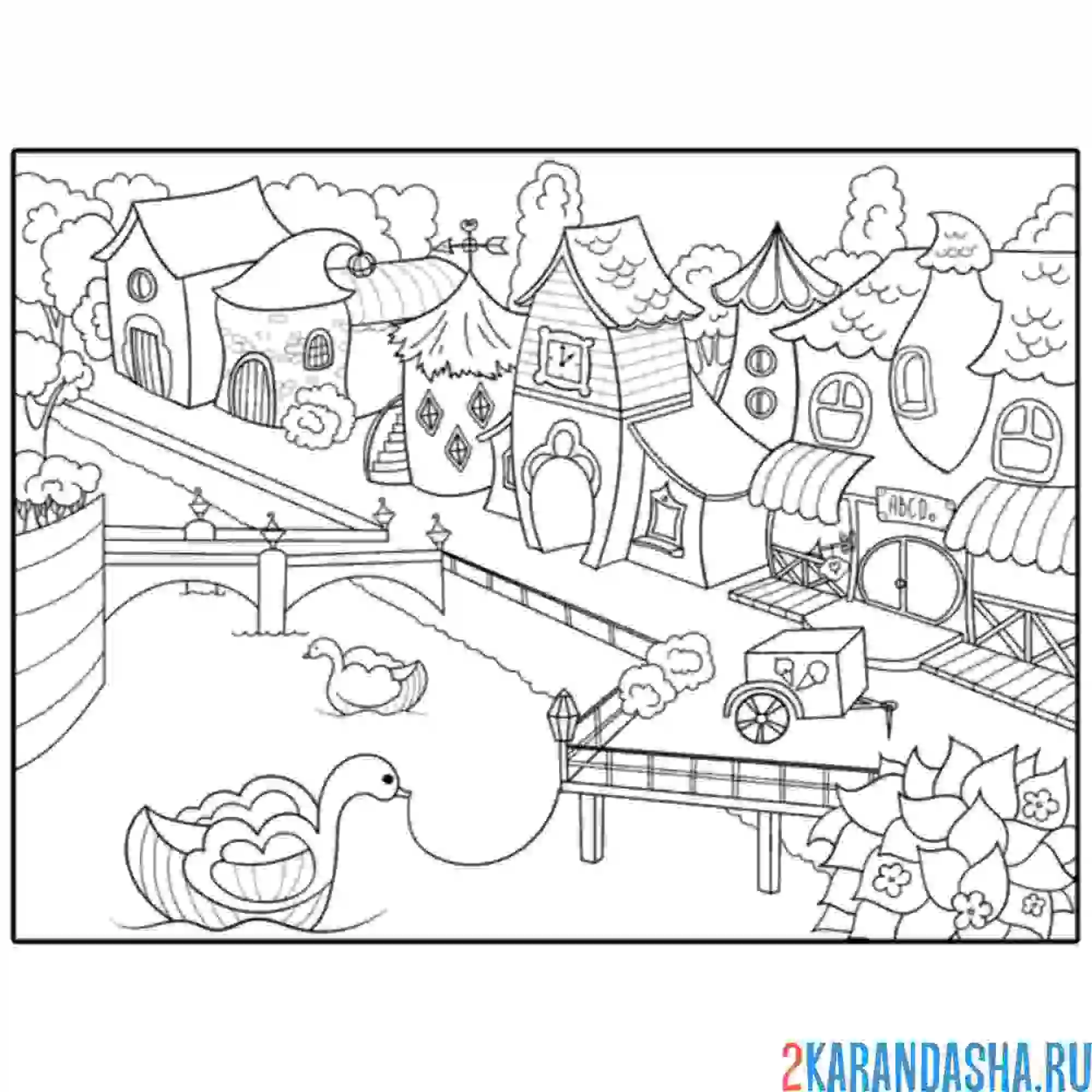 Раскраска лебедь-лодка