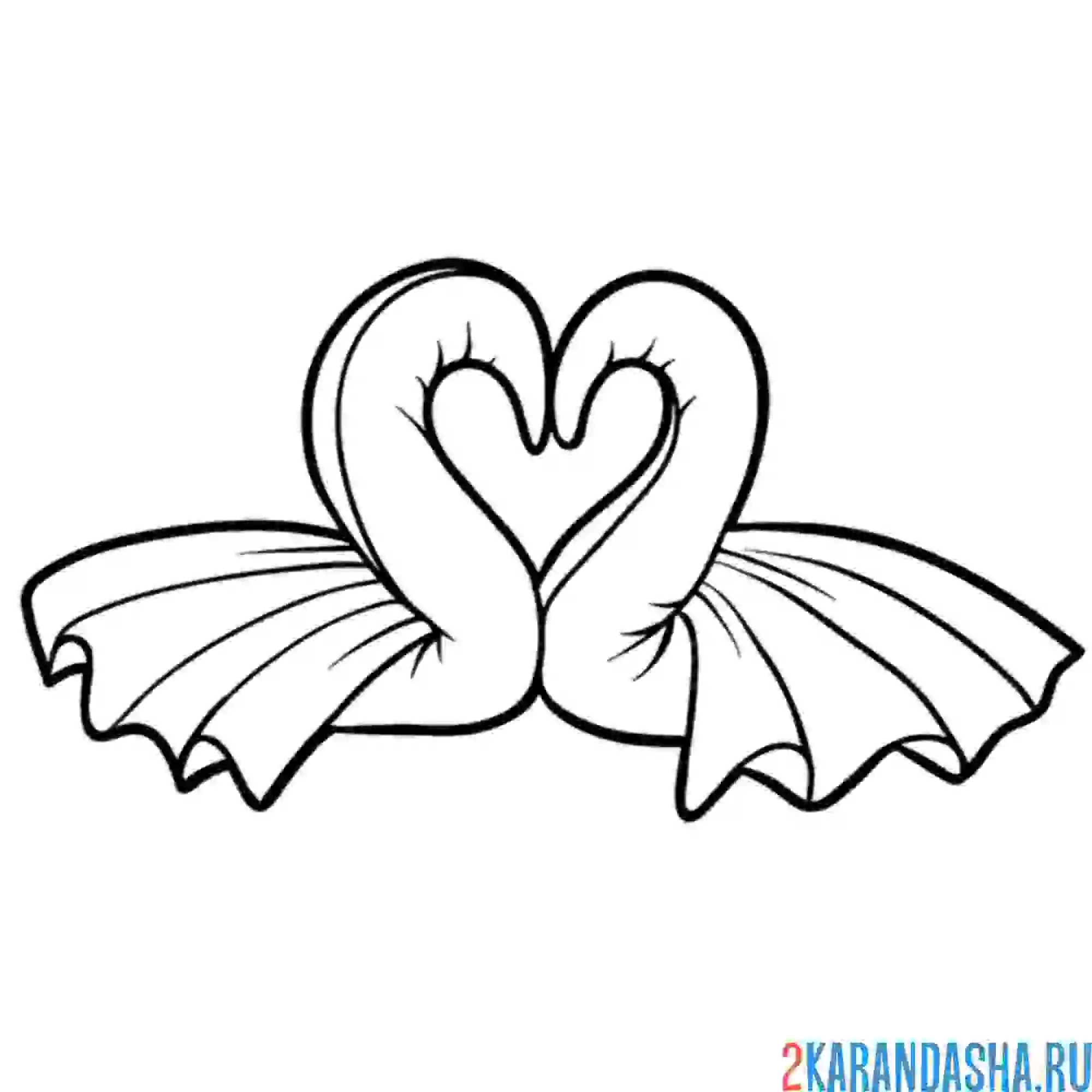 Раскраска два лебедя из полотенец