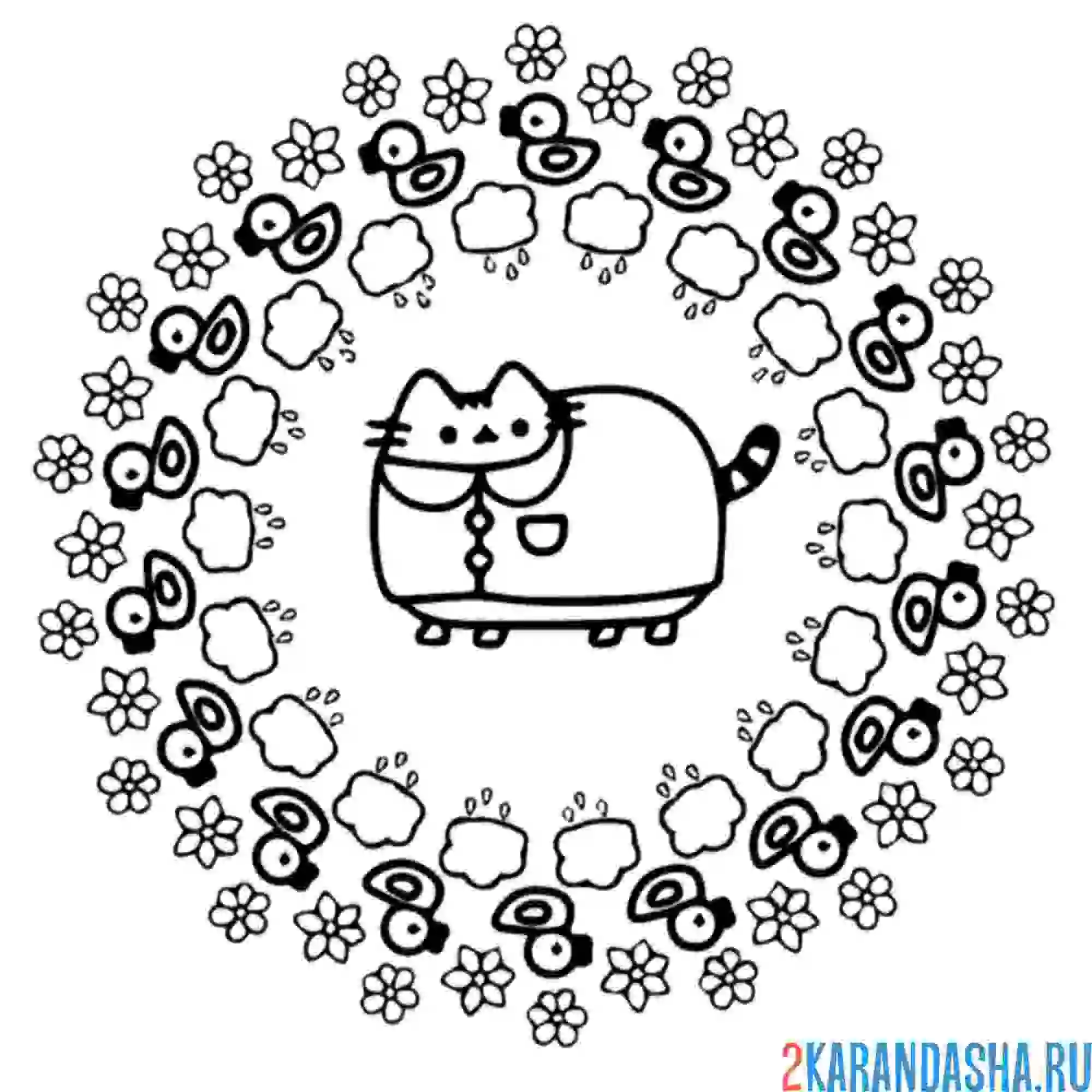 Раскраска кот пушин в рубашке