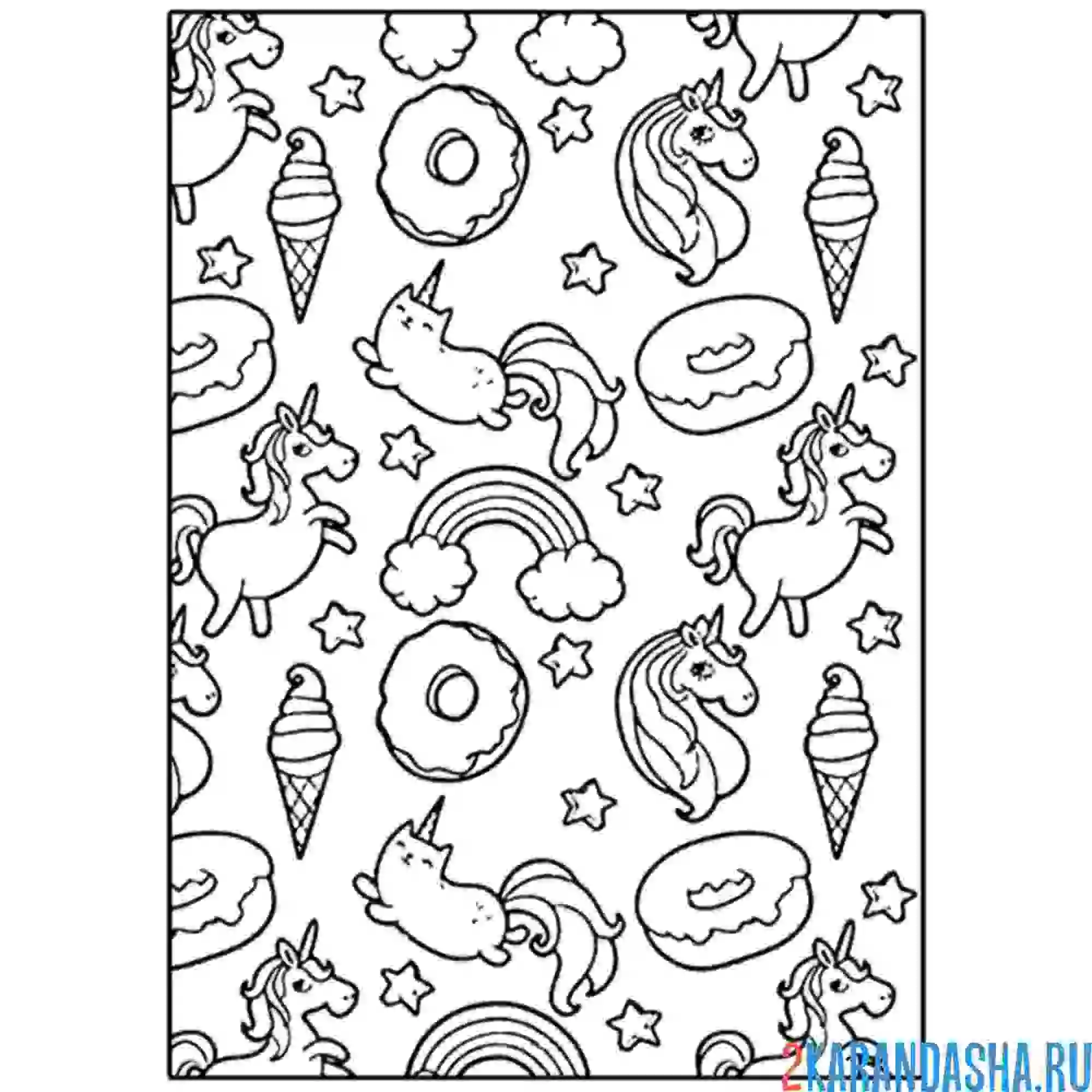 Раскраска кот пушин единорожная тема