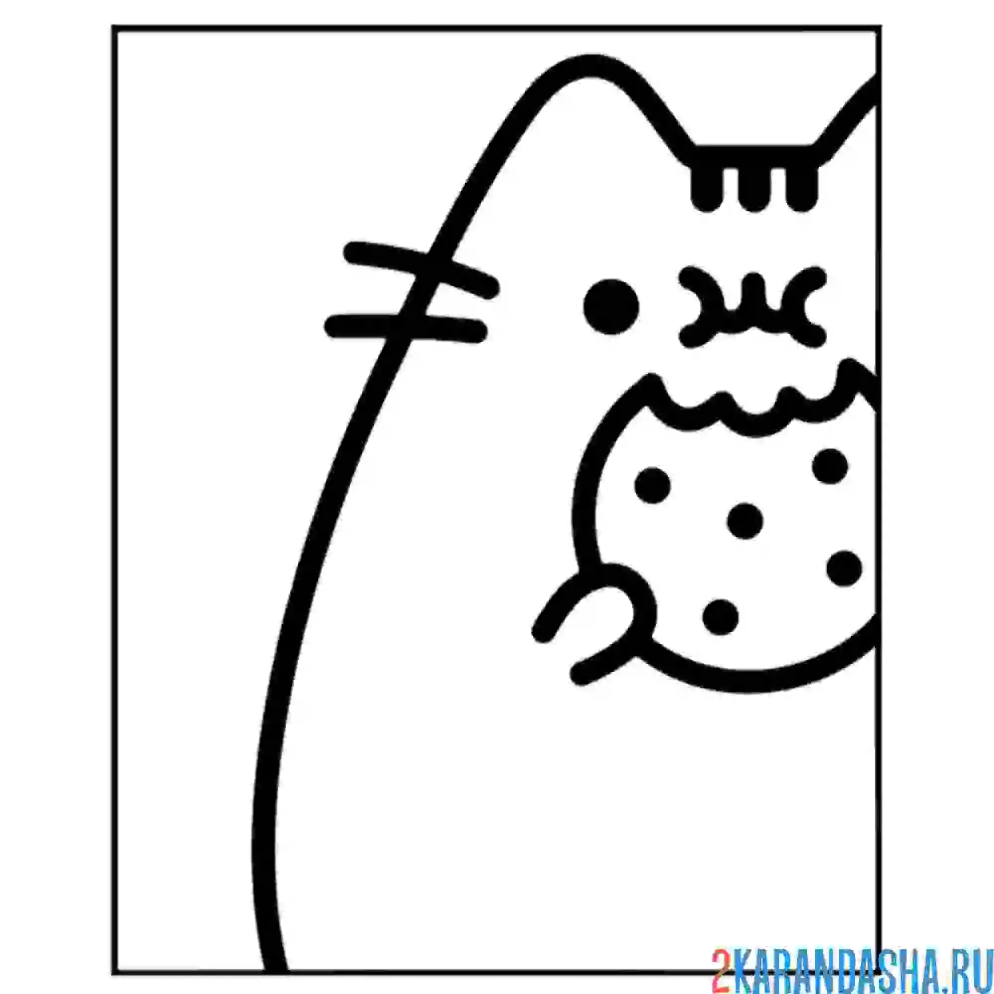 Раскраска кот пушин с пончиком