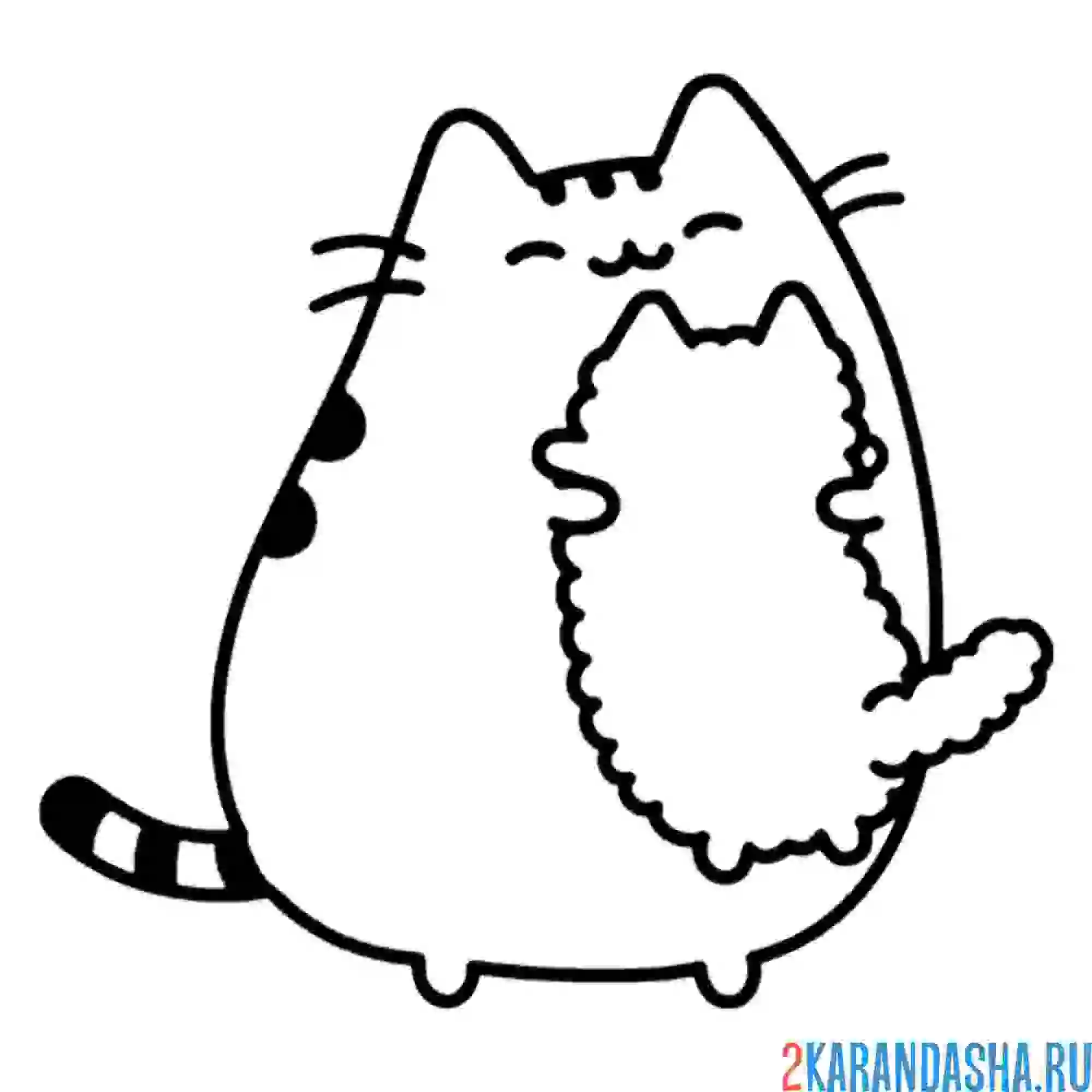 Раскраска кот пушин обнимашки