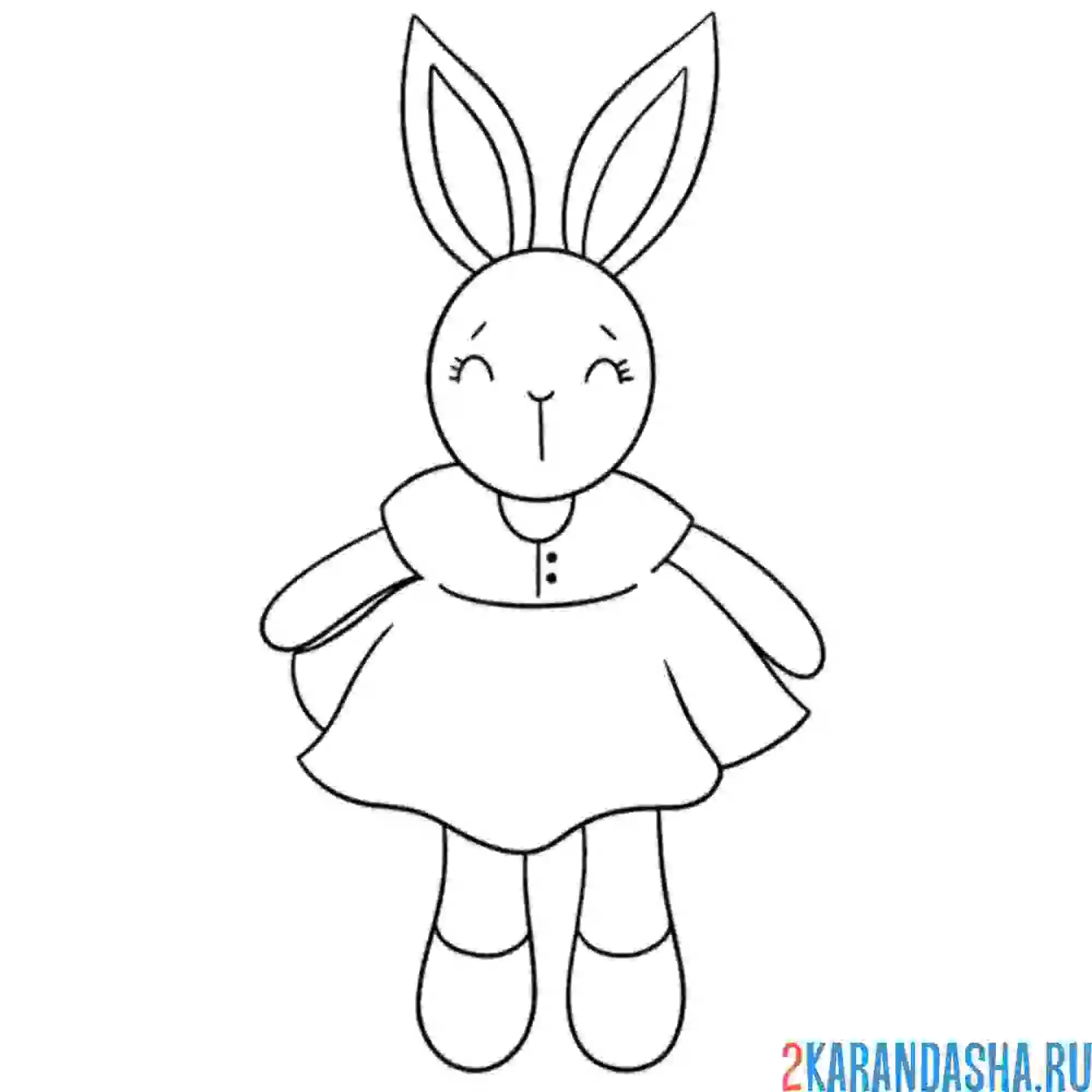 Раскраска кукла зайка
