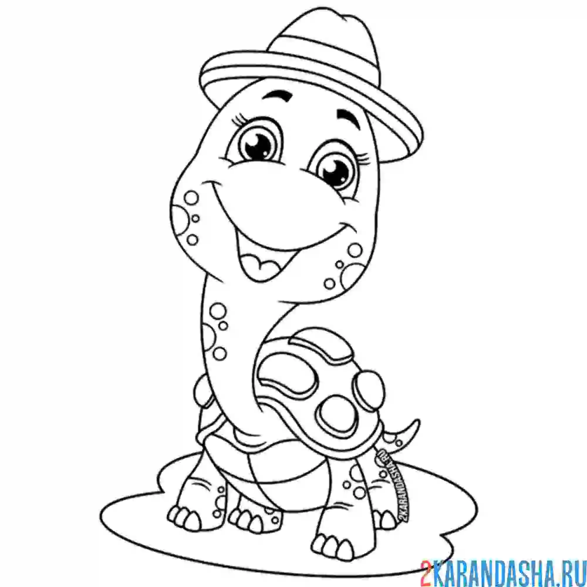 Раскраска черепаха турист