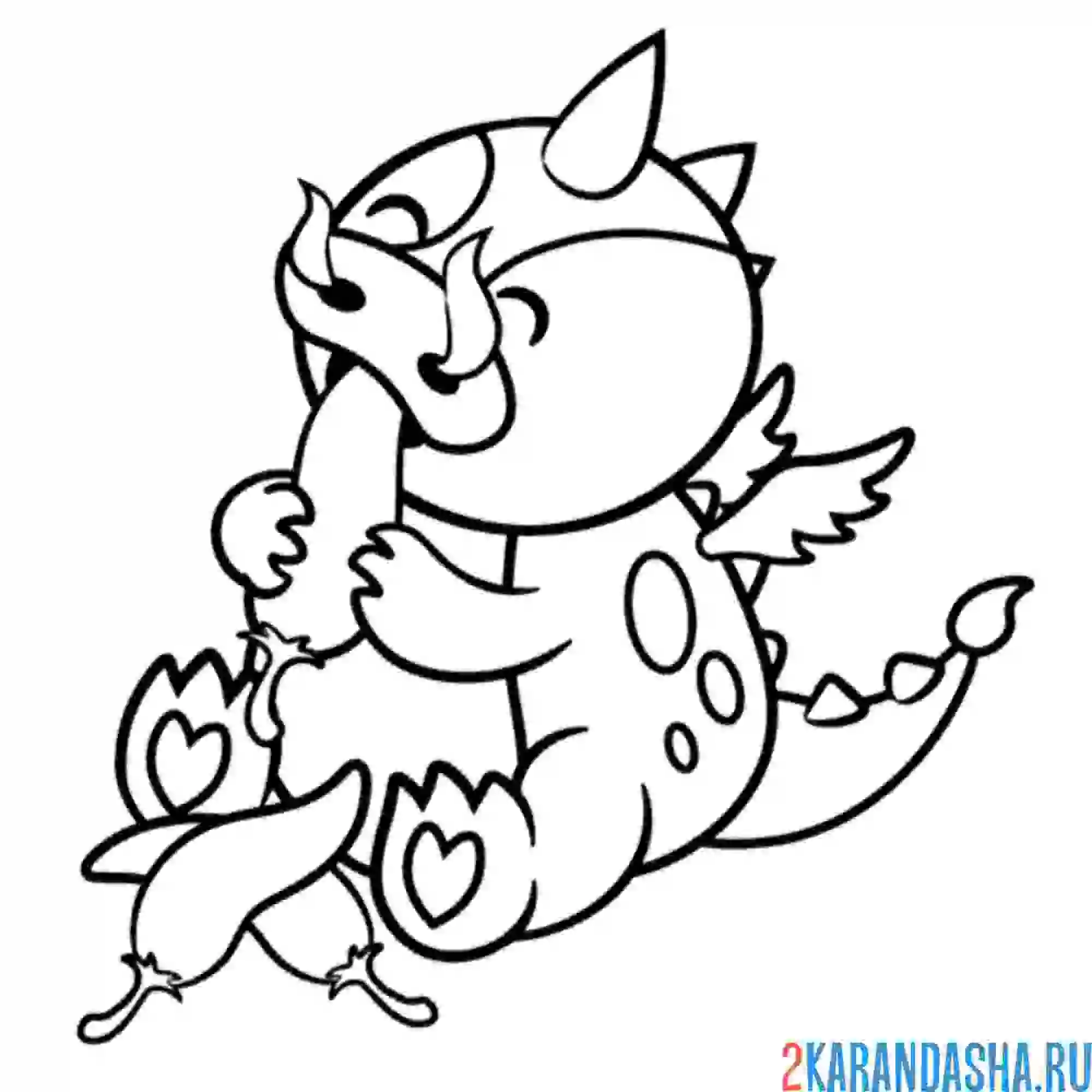 Раскраска дракон ест острый перец