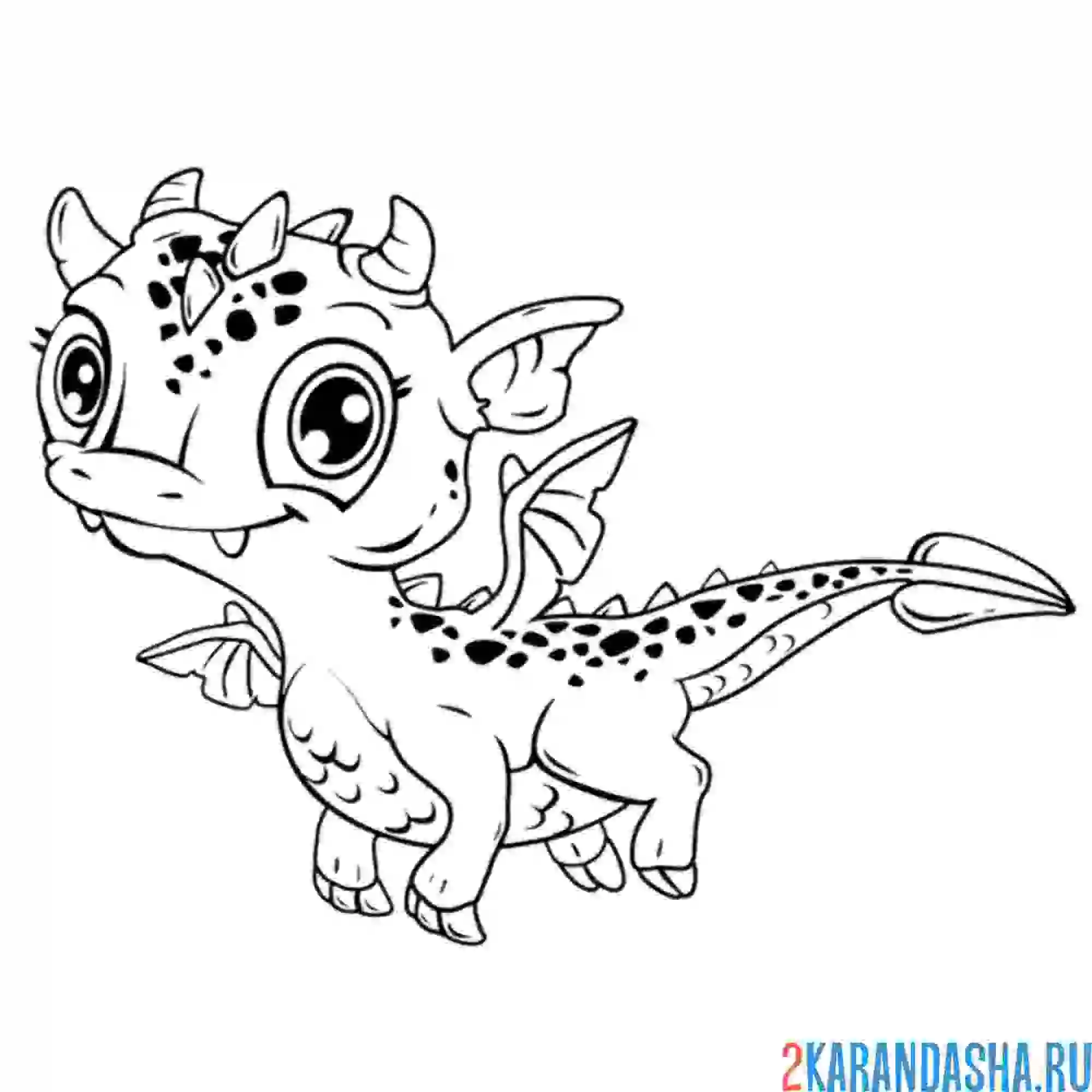 Раскраска дракон учится летать