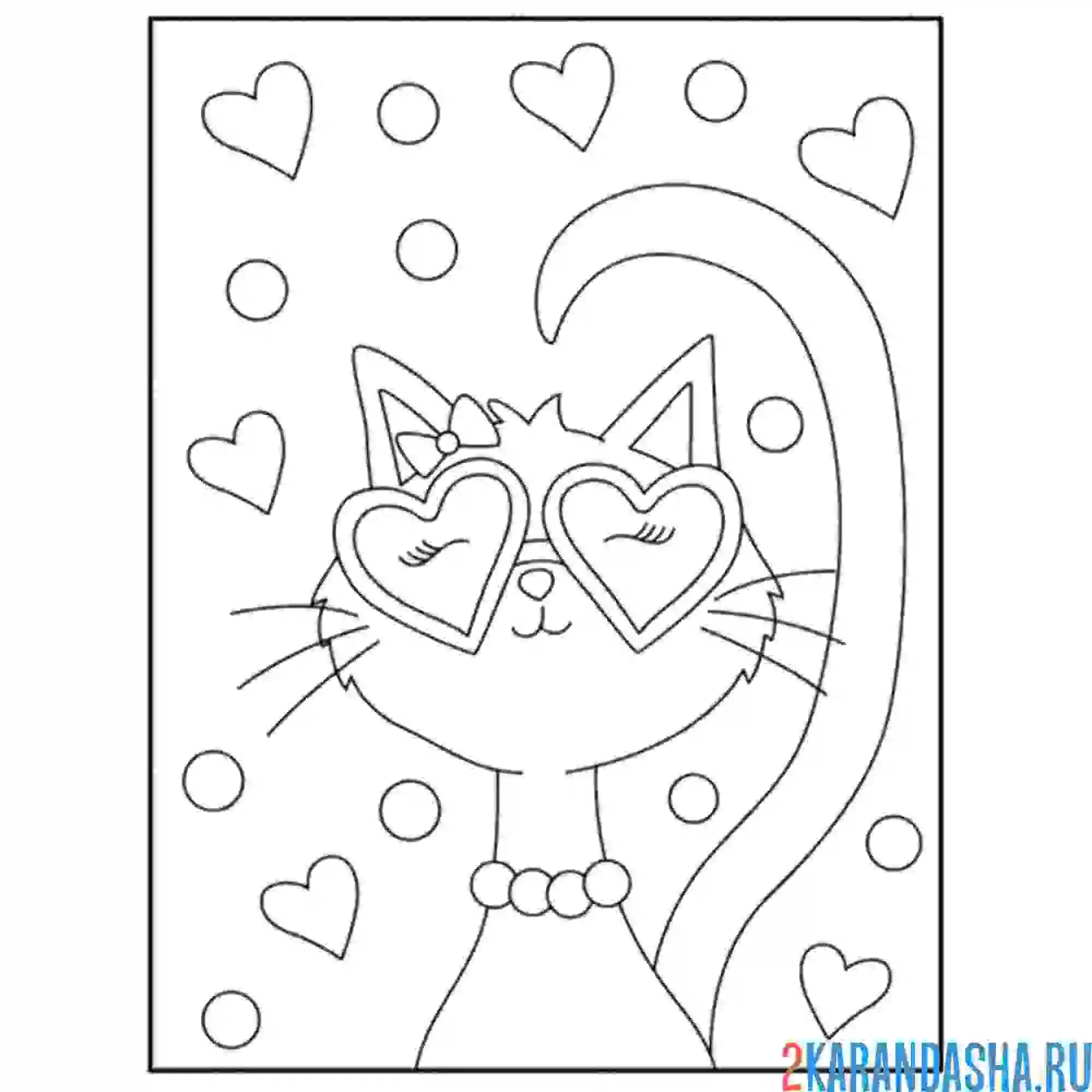 Раскраска кошка в очках