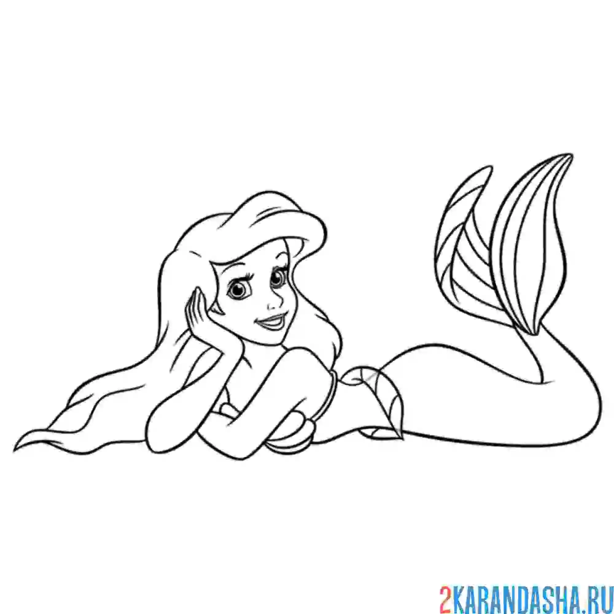 Раскраска ариэль лежит
