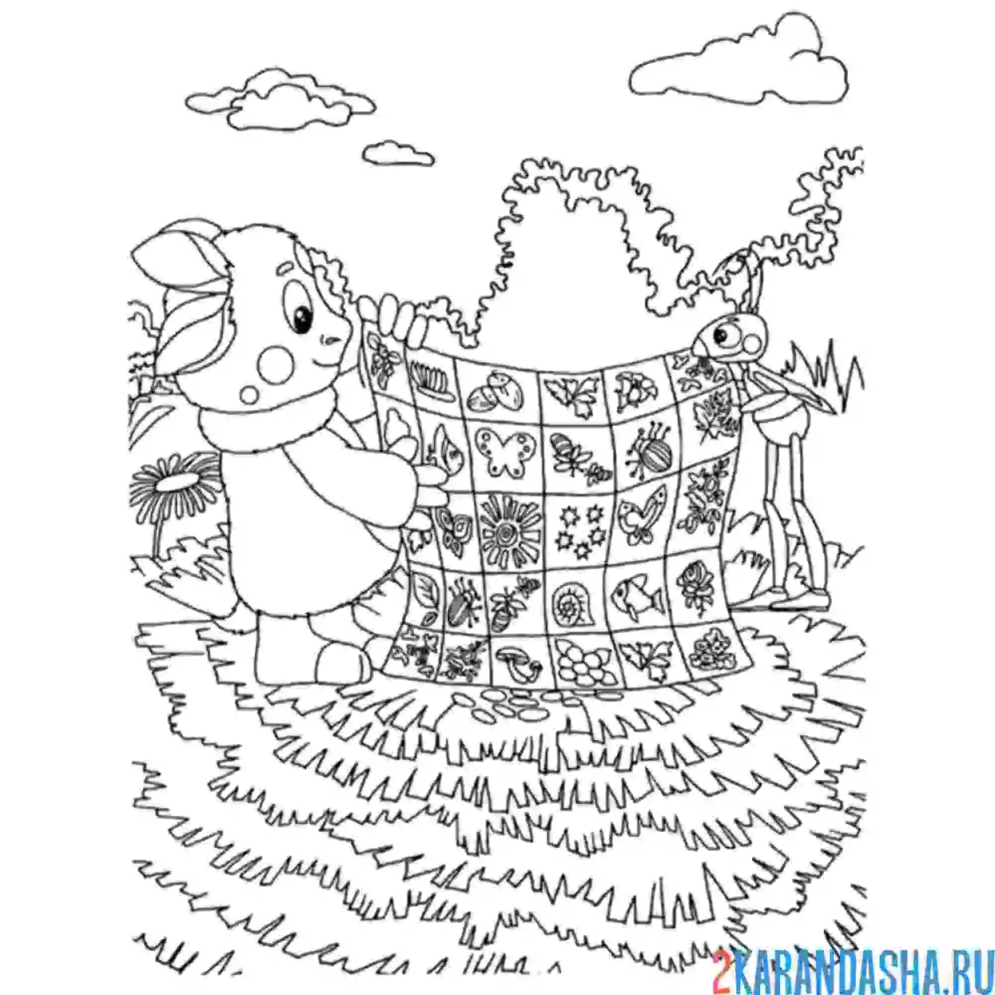 Раскраска лунтик и муравей ищут картинку