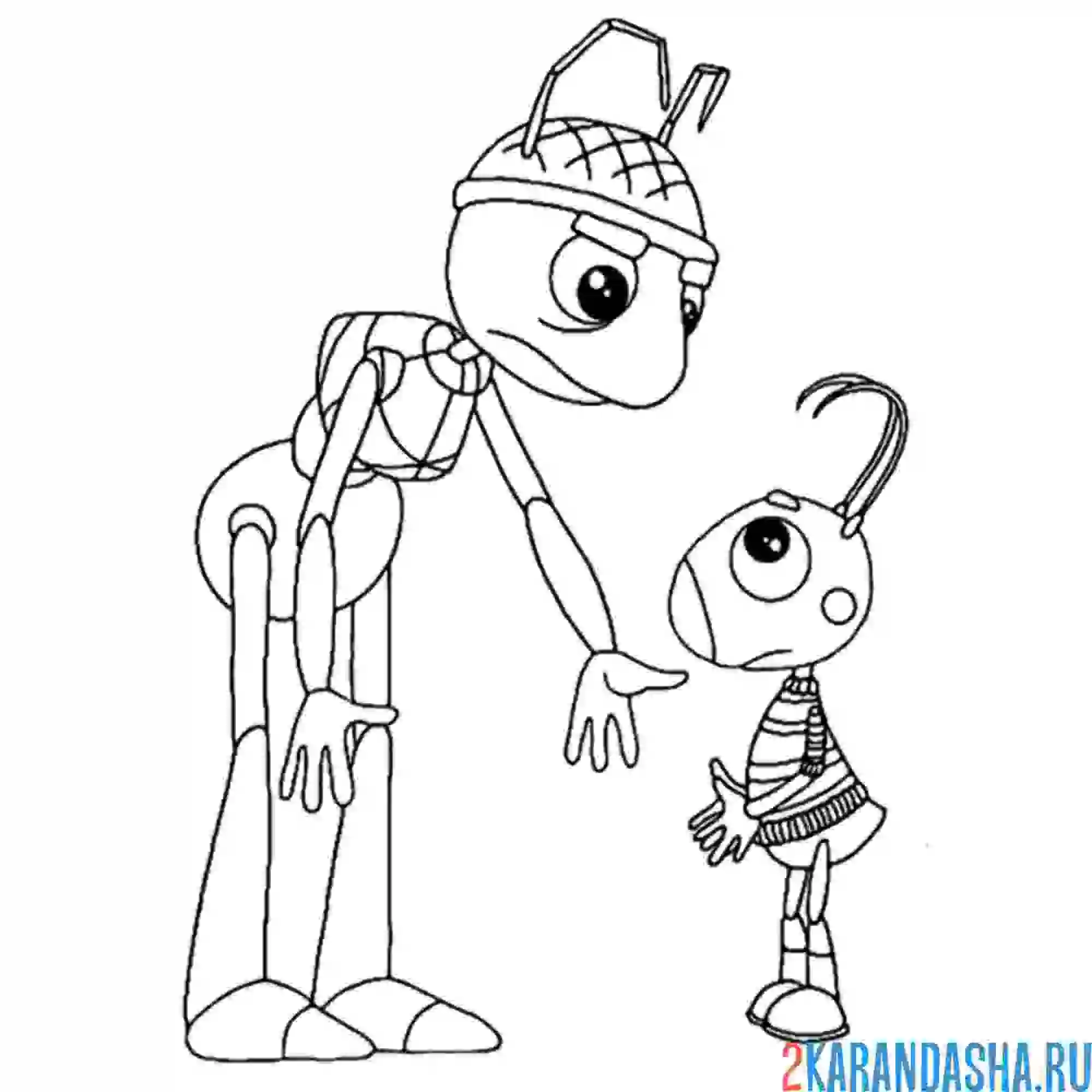 Раскраска маленький муравей из лунтика