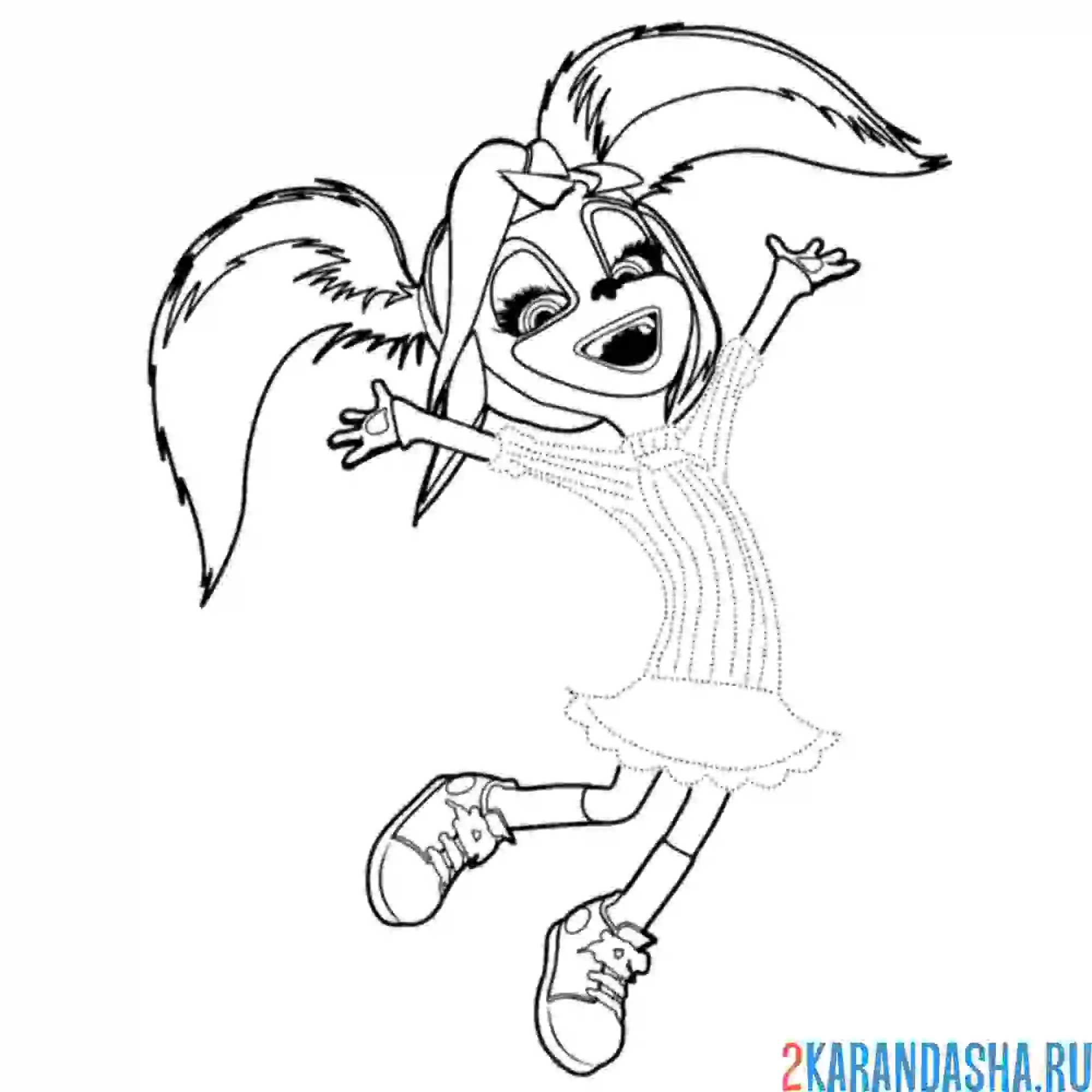 Раскраска роза нарядная танцует: барбоскины