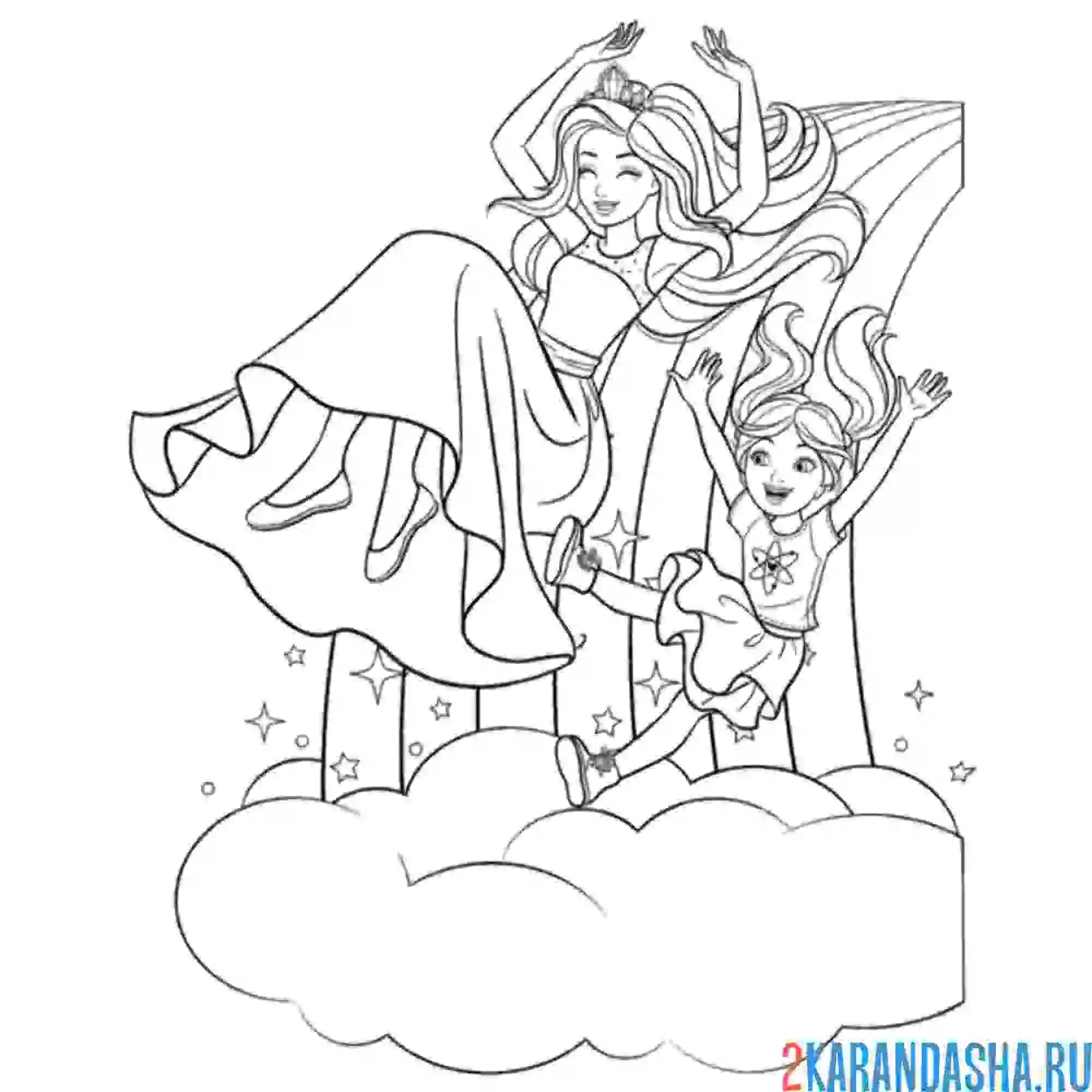 Раскраска барби волшебный мир и сестричка