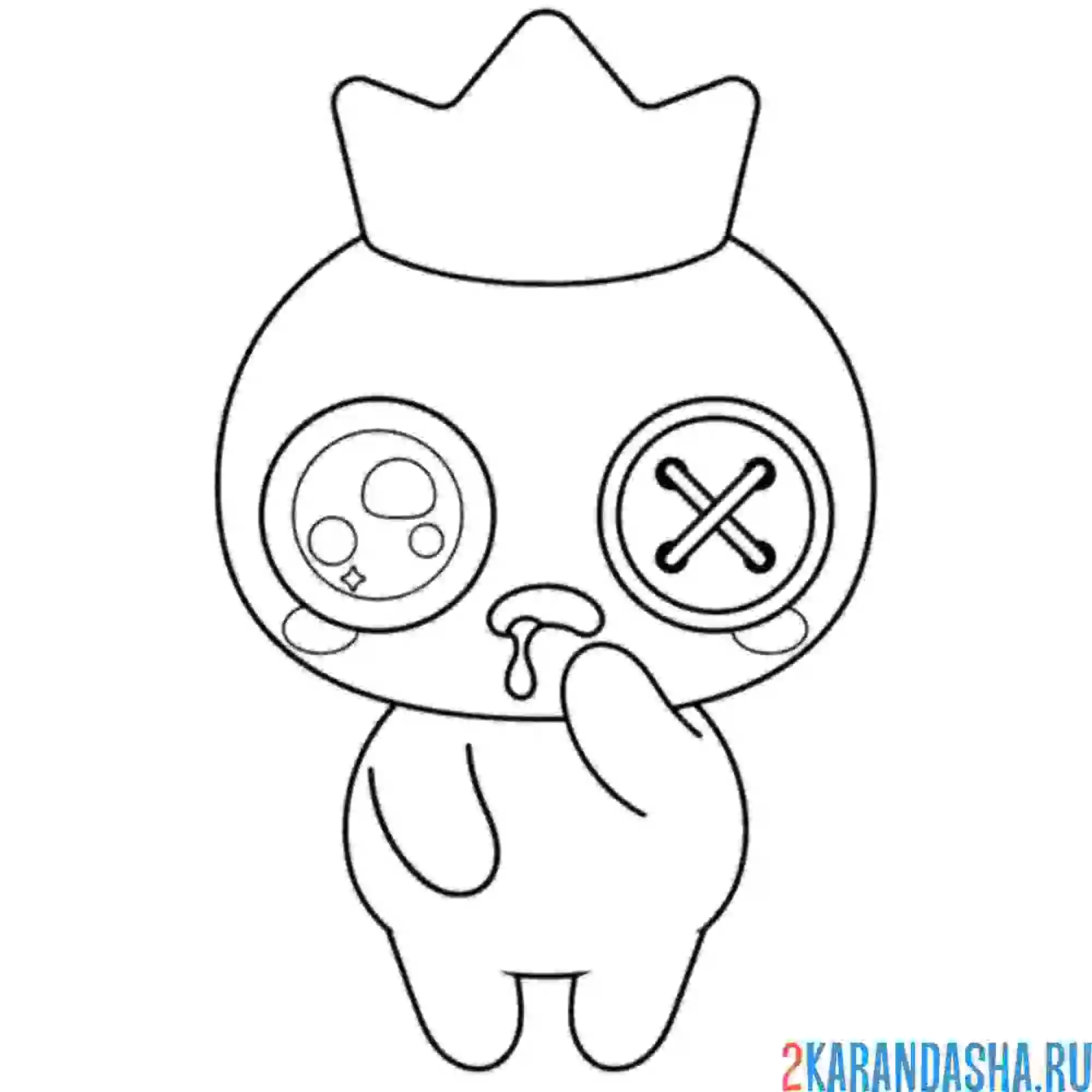 Раскраска маленький голубой с пуговицей