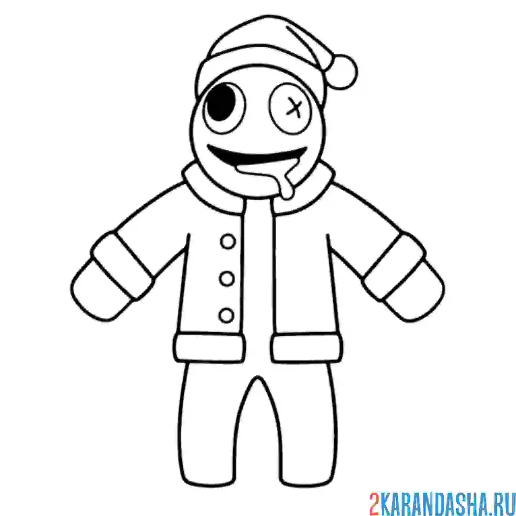 Раскраска санта голубой радужные друзья