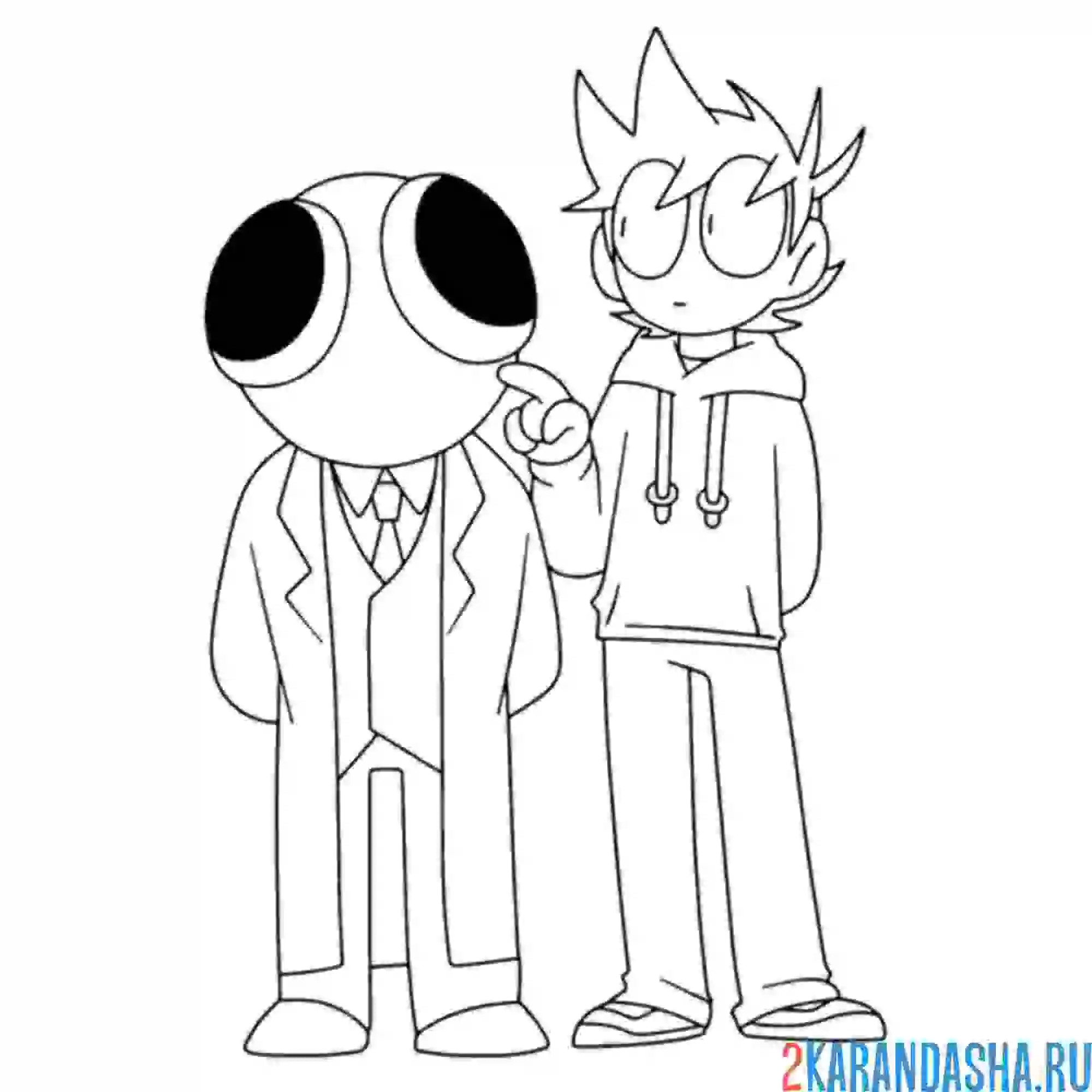 Раскраска красный с персонажем