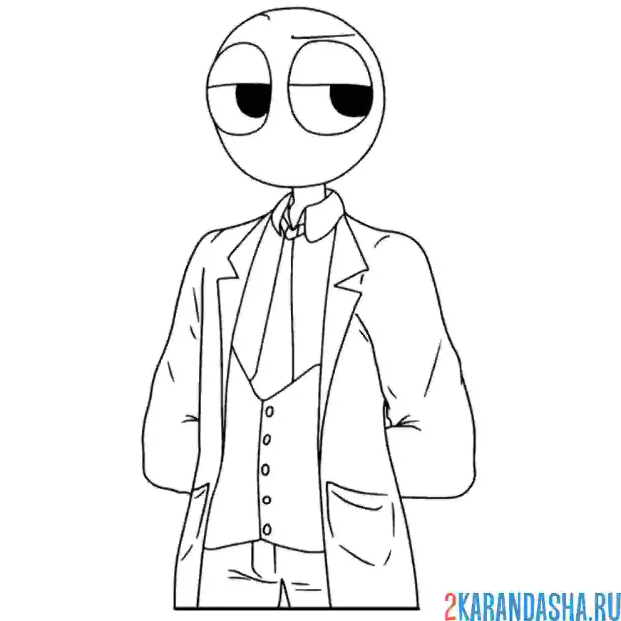 Раскраска красный в костюме