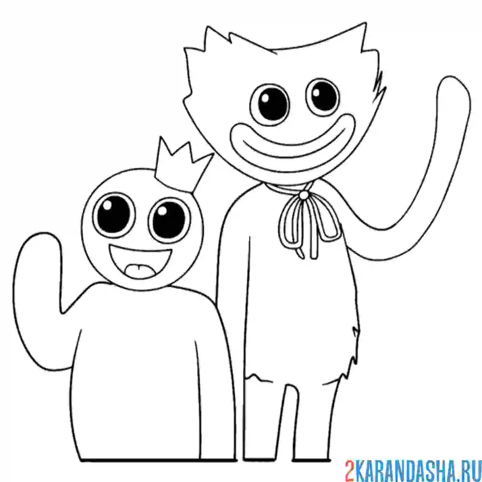 Раскраска голубой и хагги вагги радужные друзья