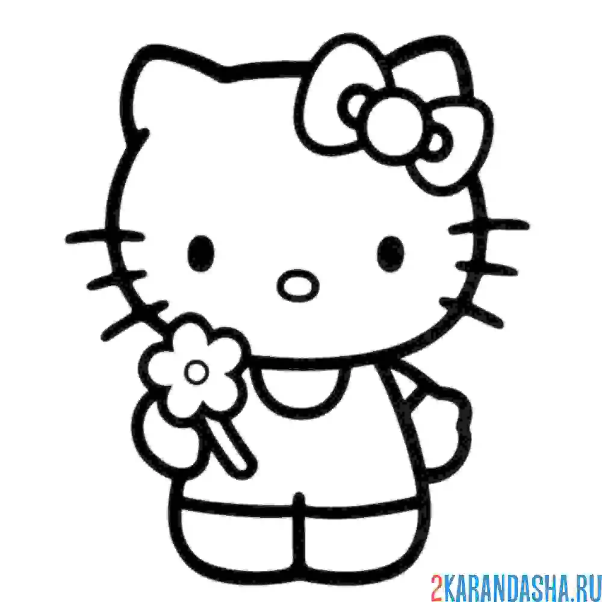 Раскраска китти с цветочком