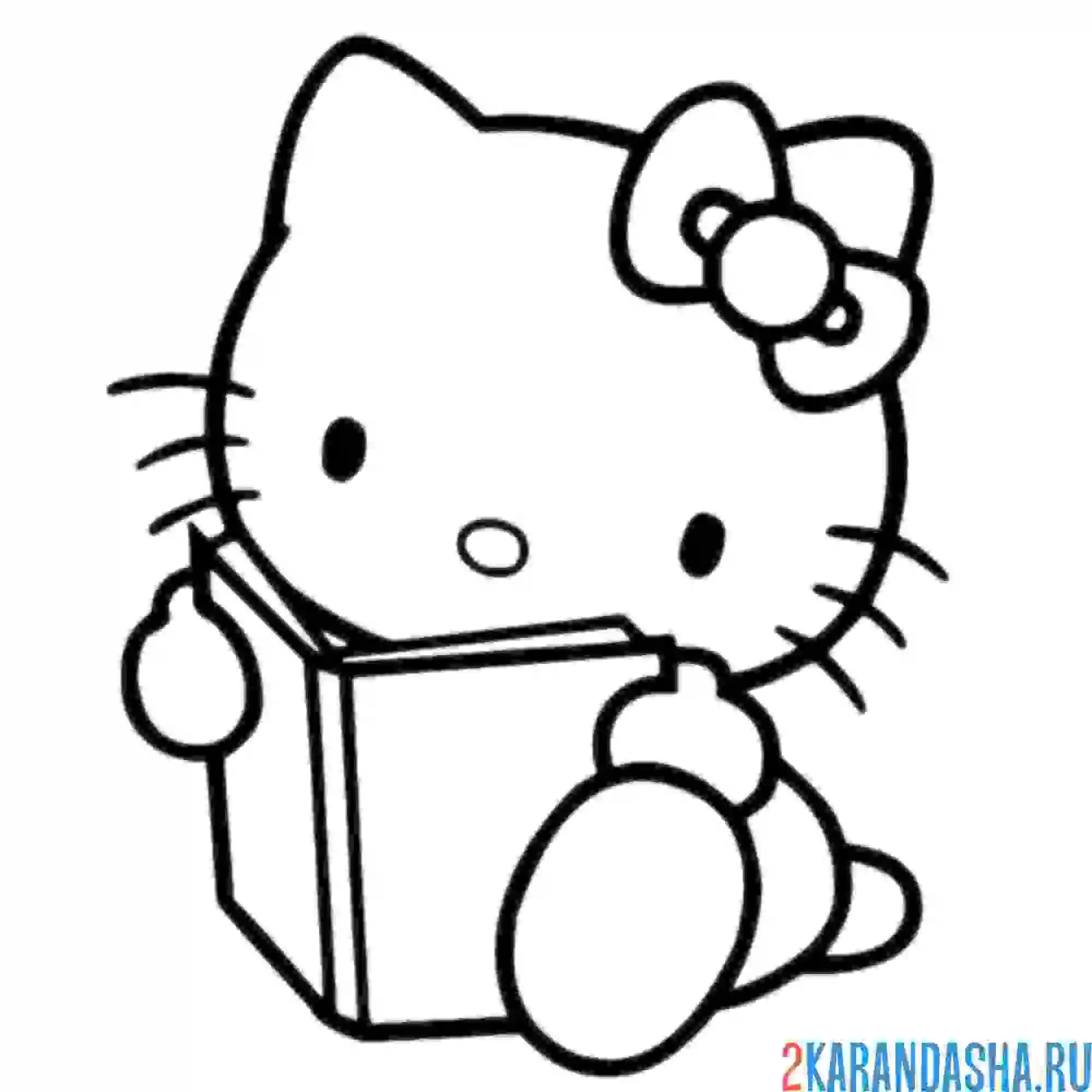 Раскраска китти читает