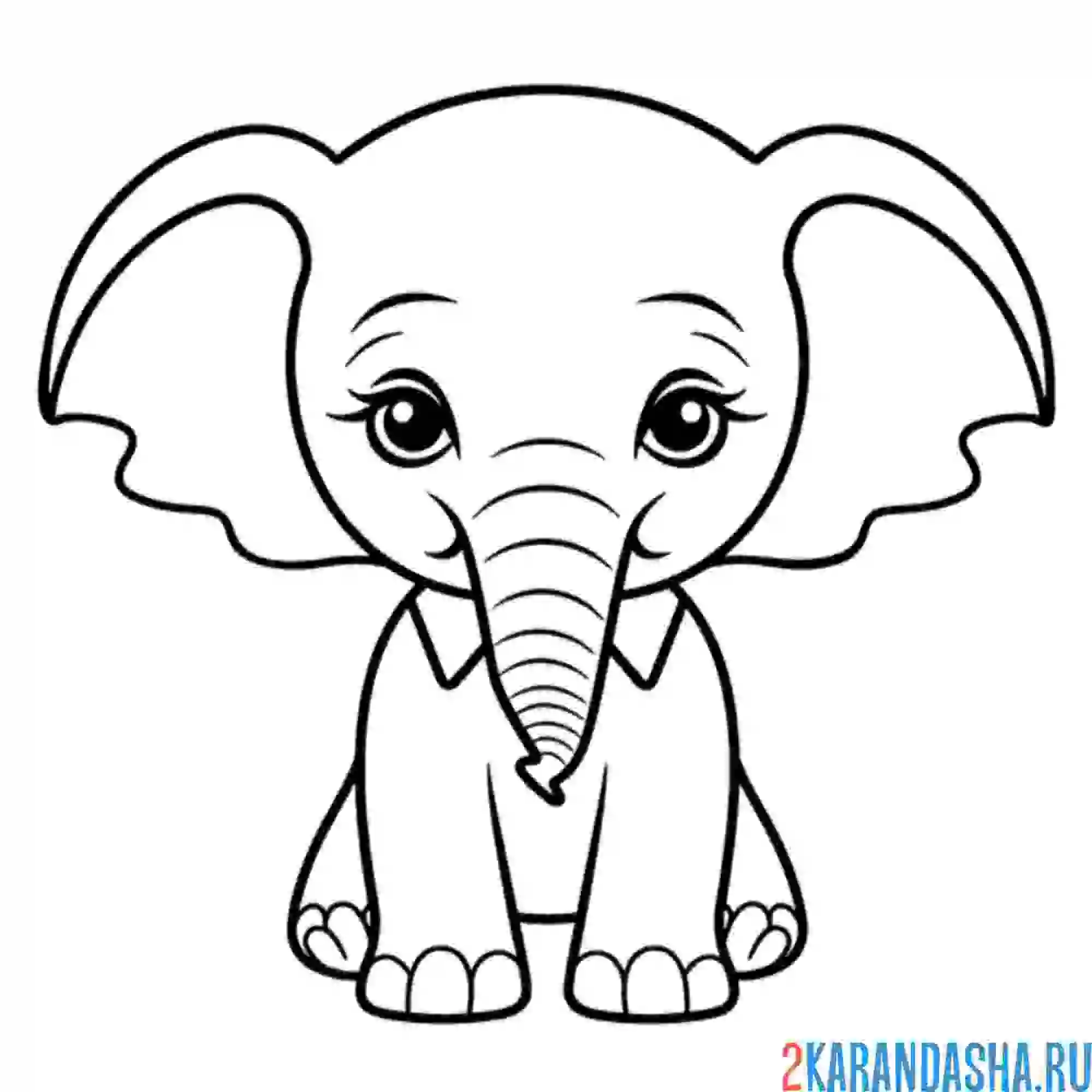 Раскраска слоненок сидит