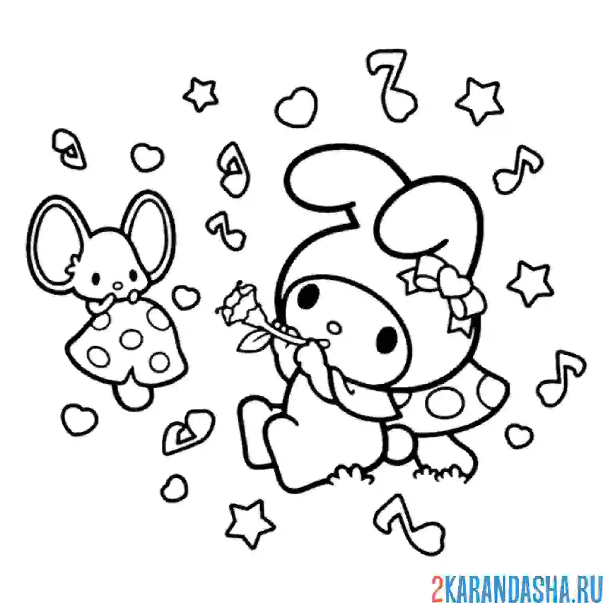 Раскраска май мелоди с мышонком