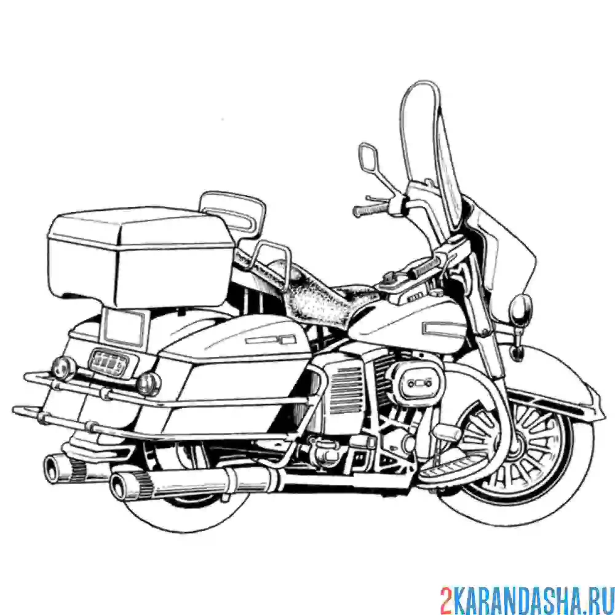 Раскраска дорожный мотоцикл для путешествий