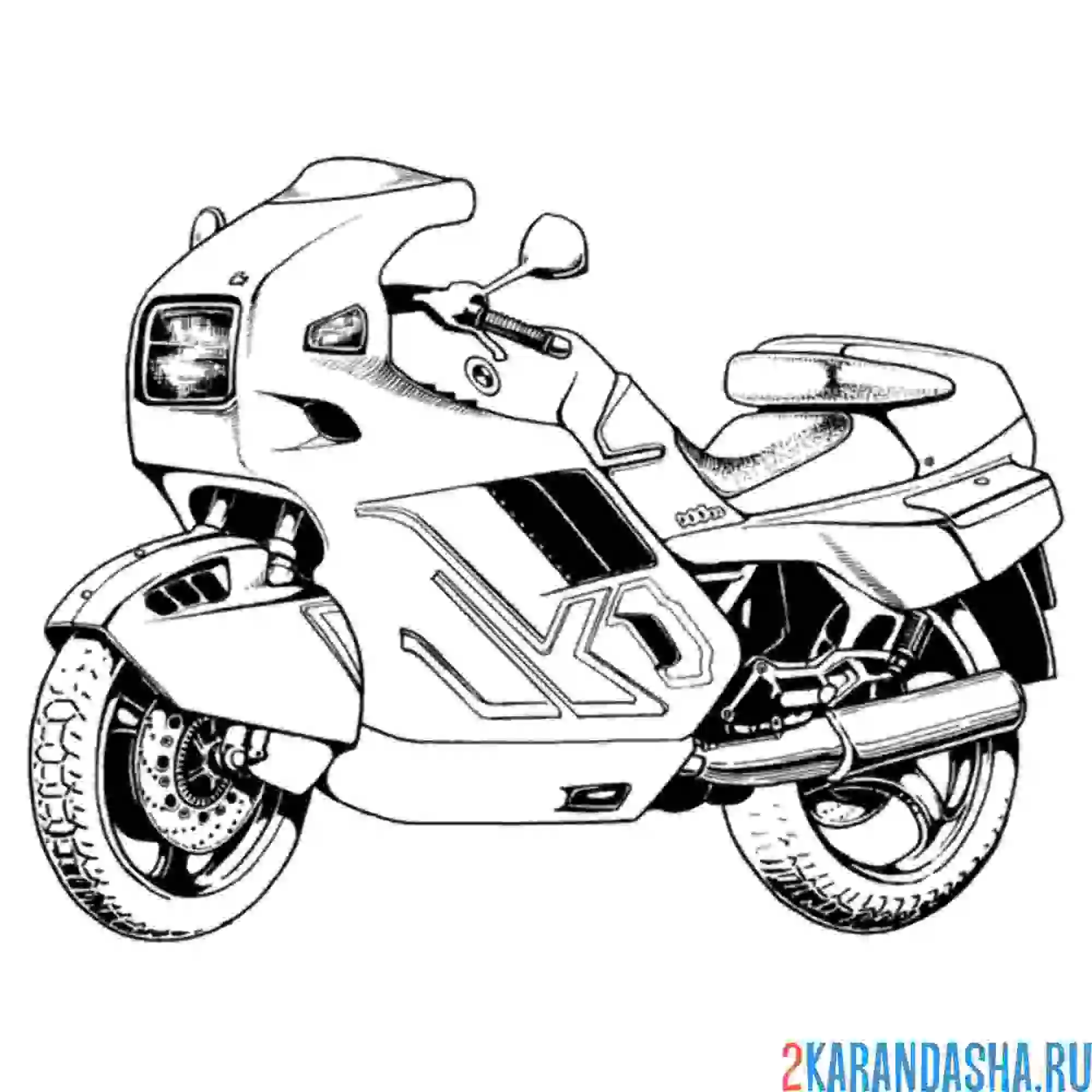 Раскраска мотоцикл с фарой