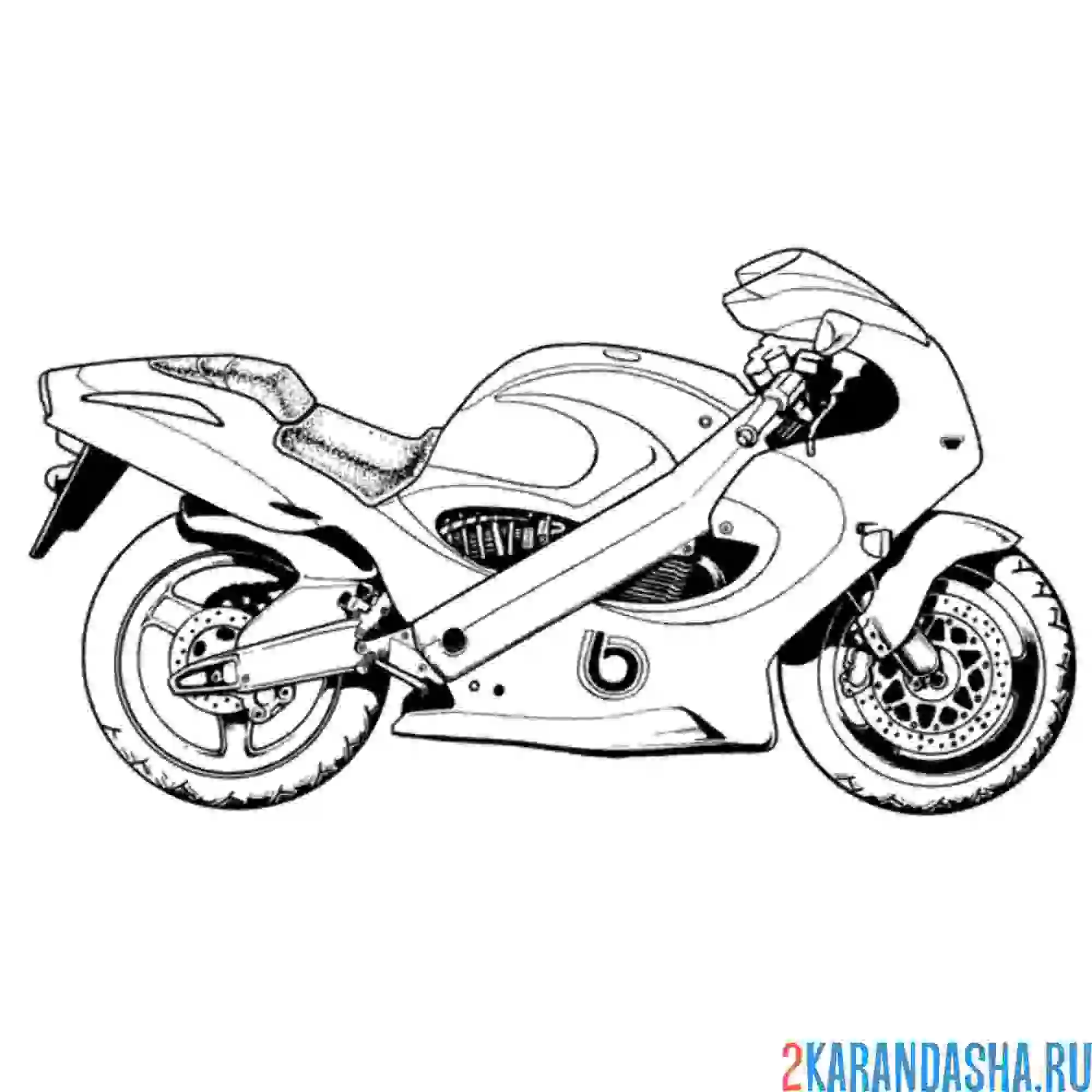 Раскраска спортивный мотоцикл скорость