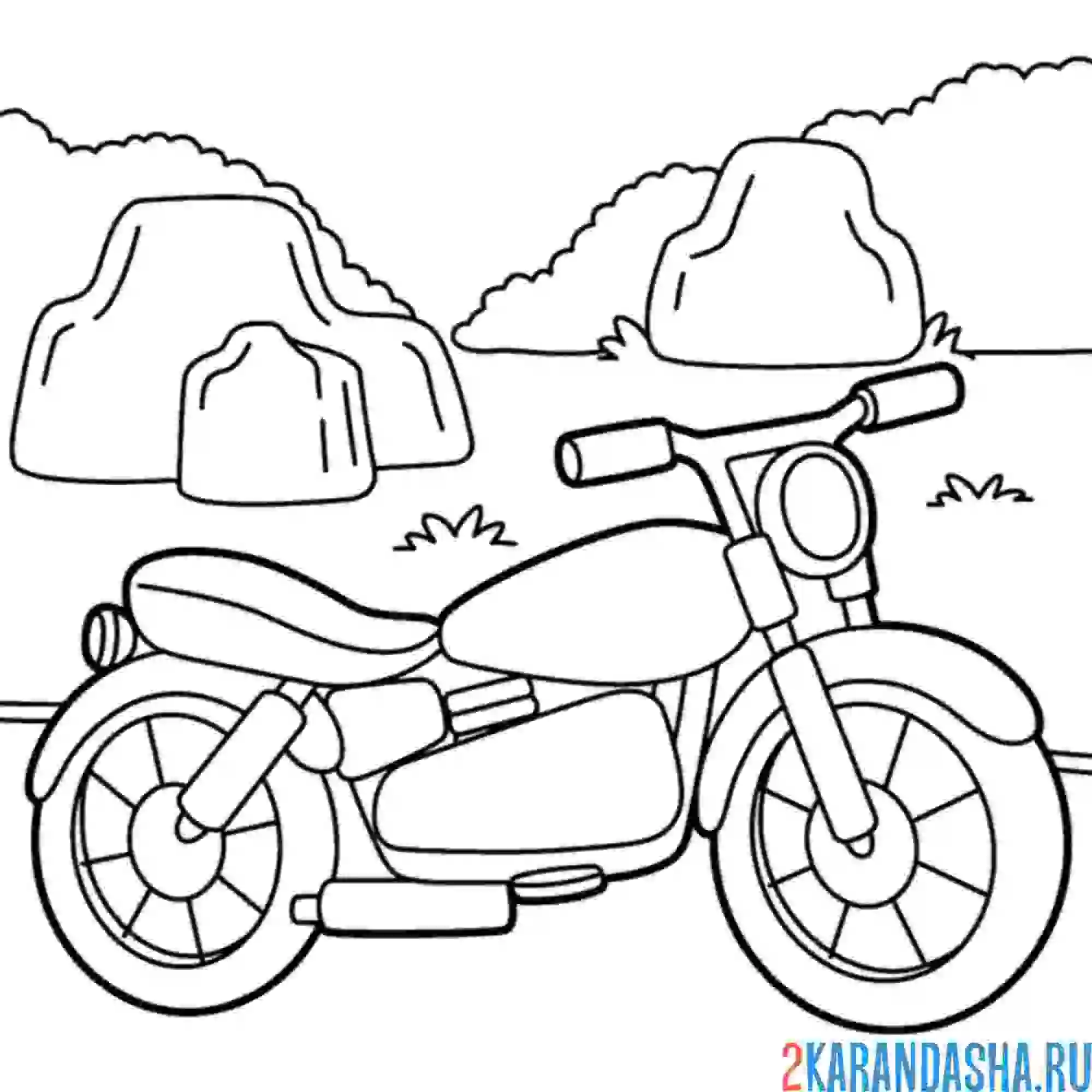 Раскраска мотоцикл в горах