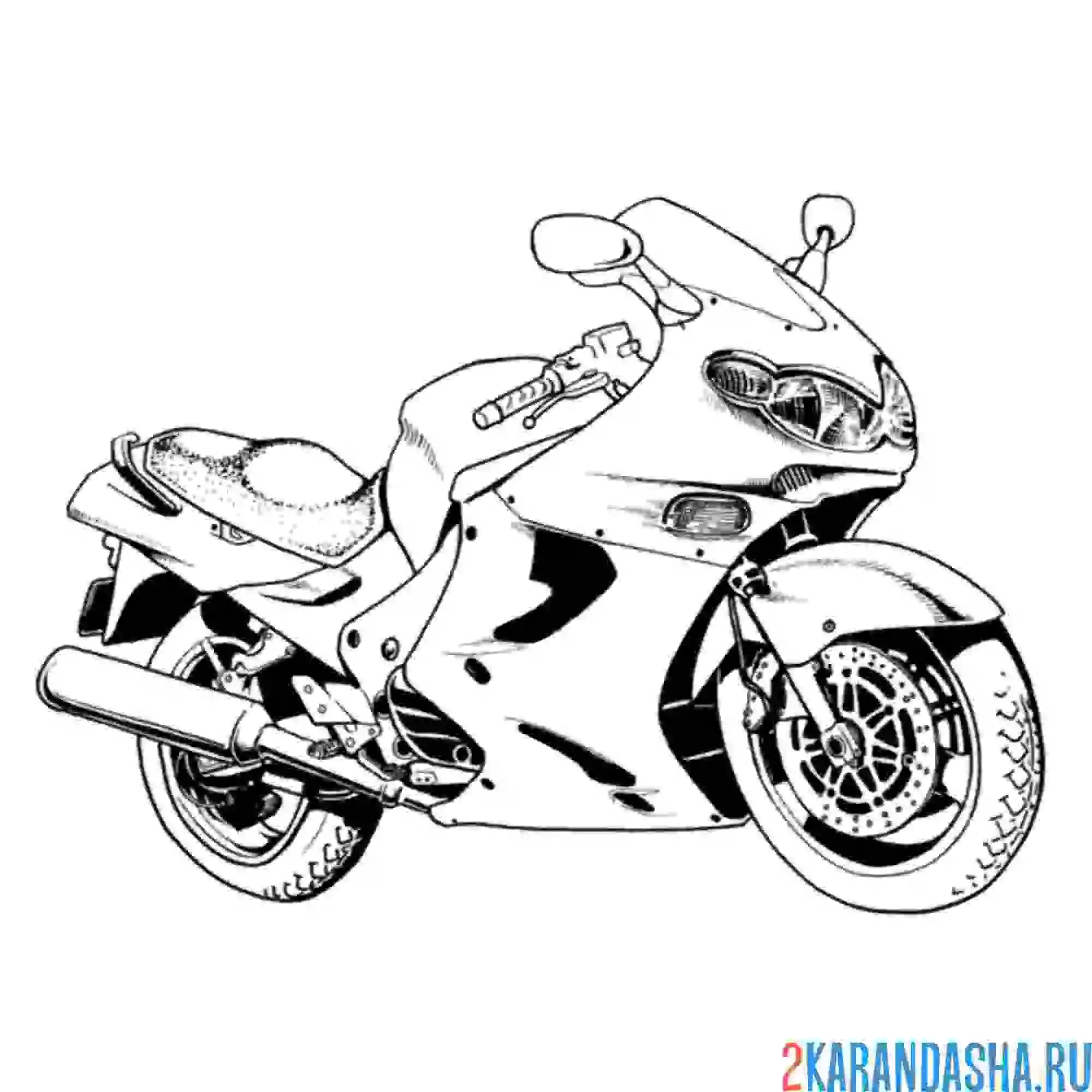 Раскраска гоночный мотоцикл для соревнования