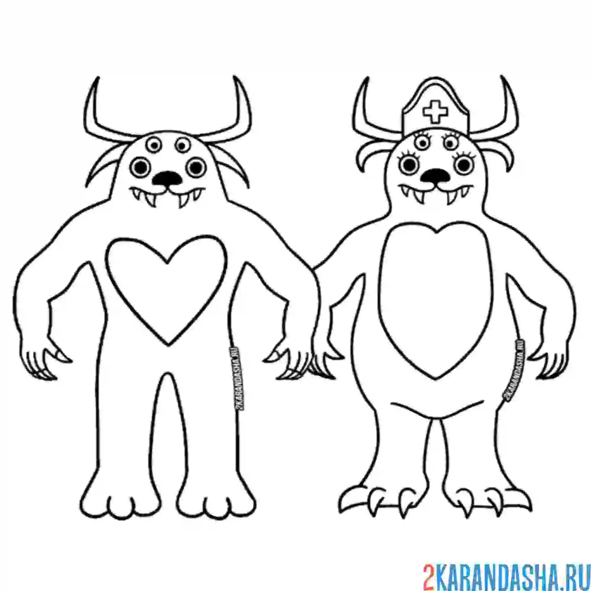 Раскраска флафи семейная пара банбан