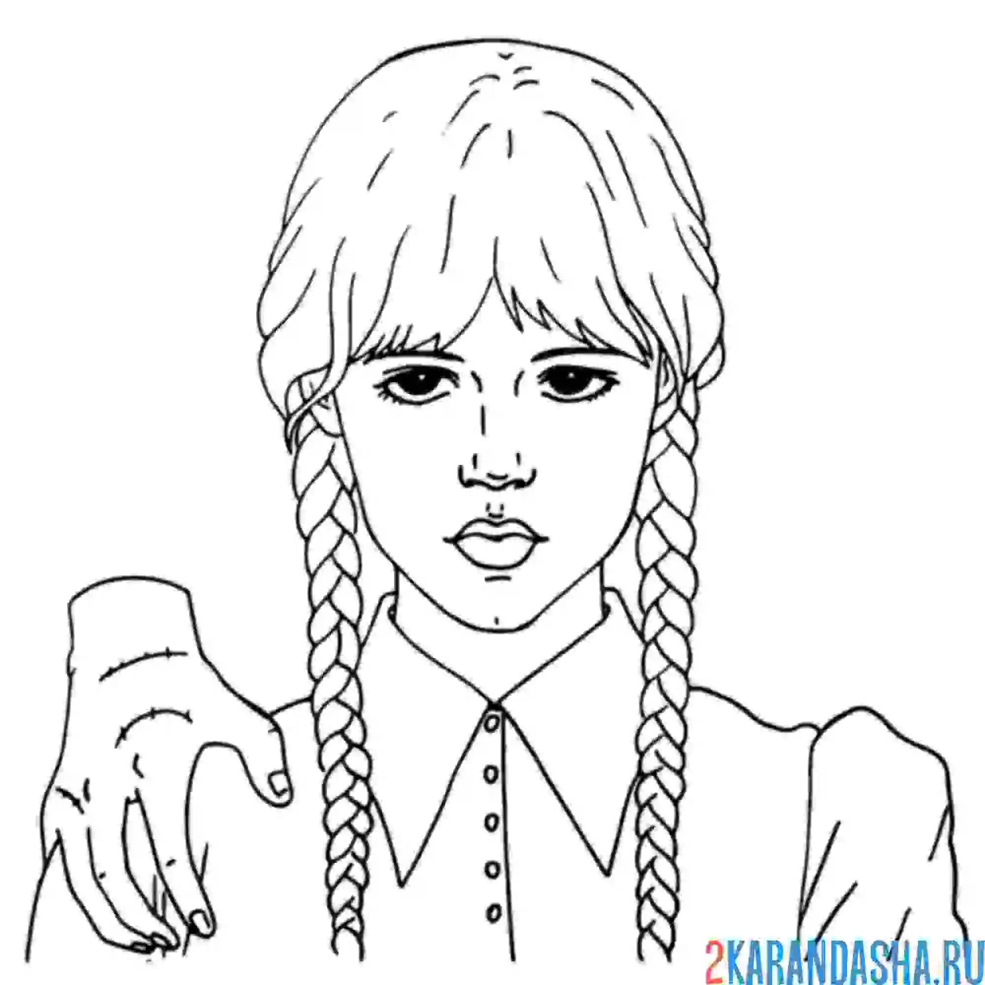 Раскраска вещь и уэнздей