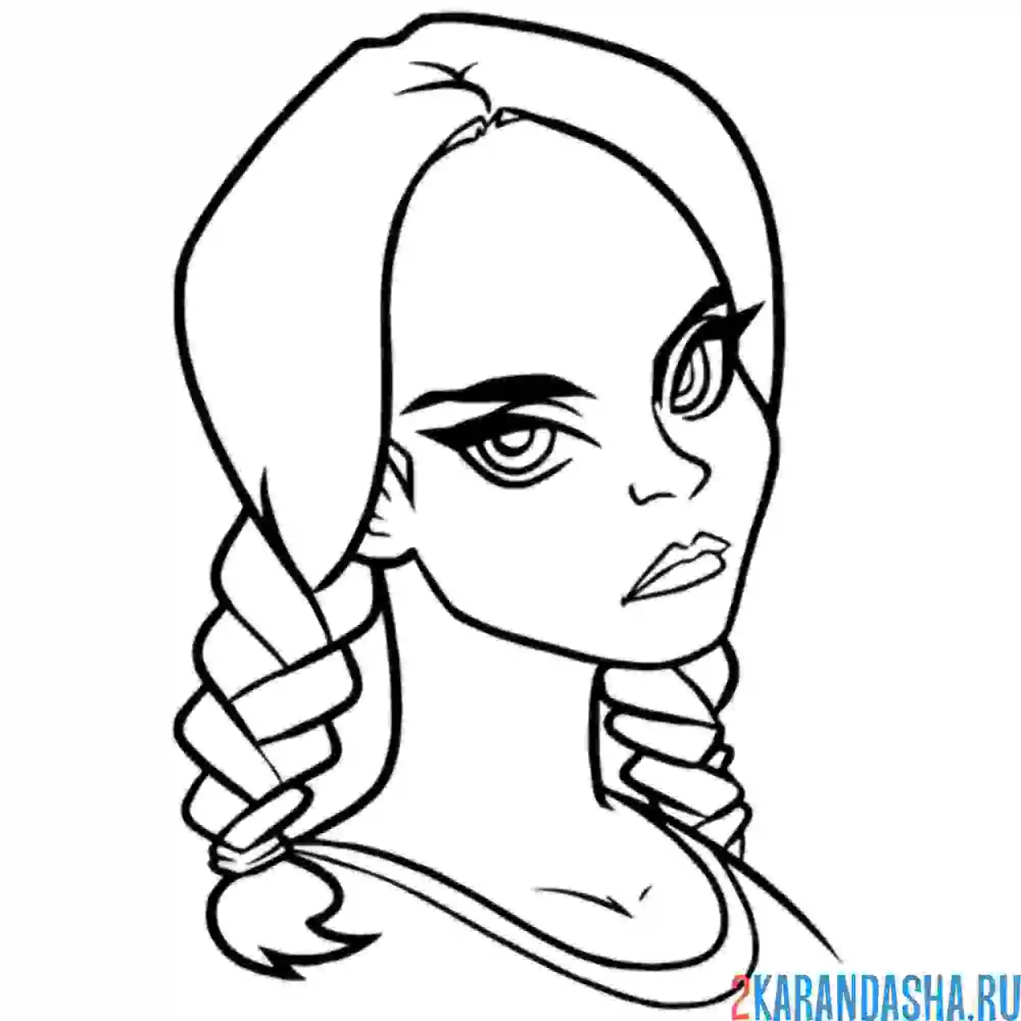 Раскраска рисунок венсдей