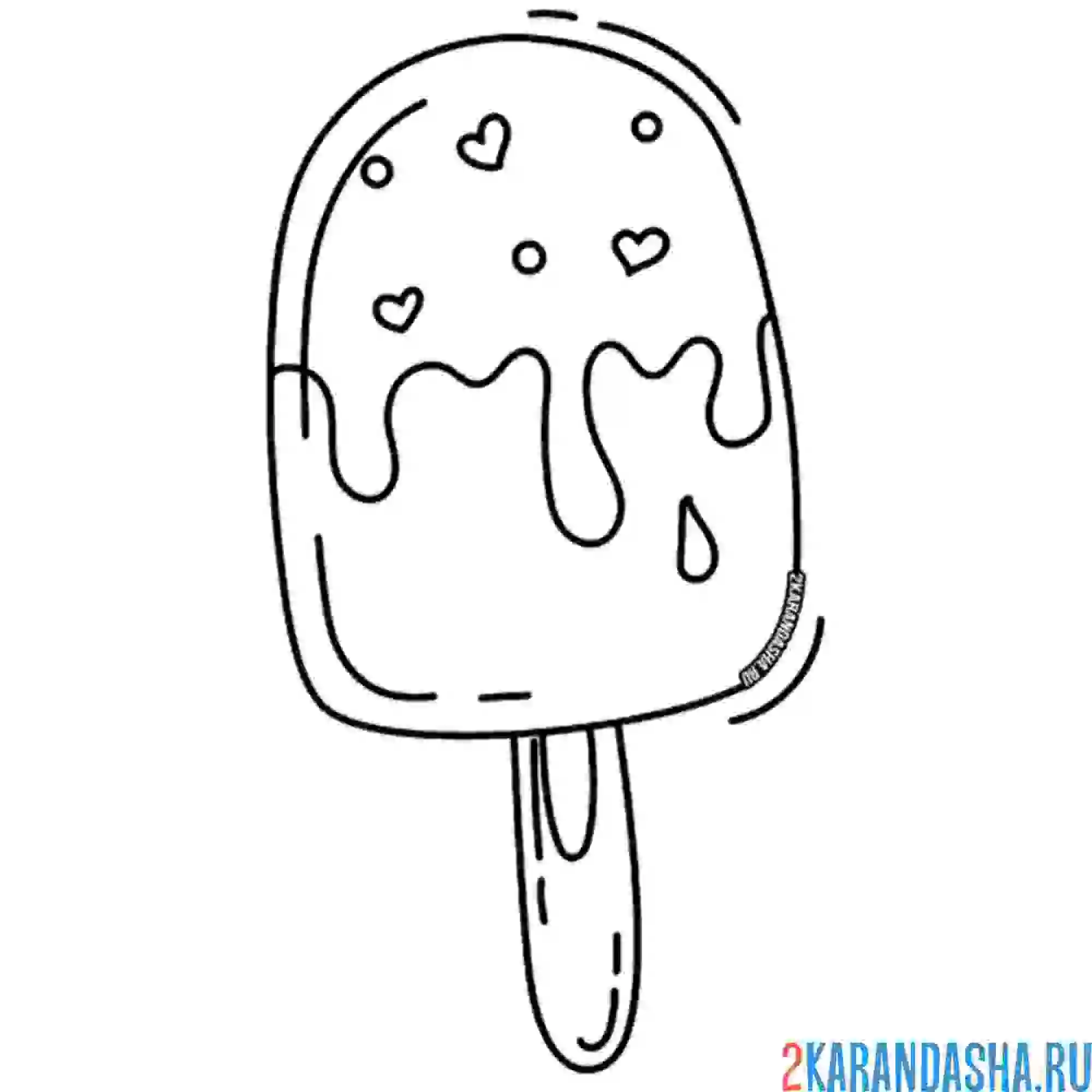 Раскраска мороженое на палочке с посыпкой