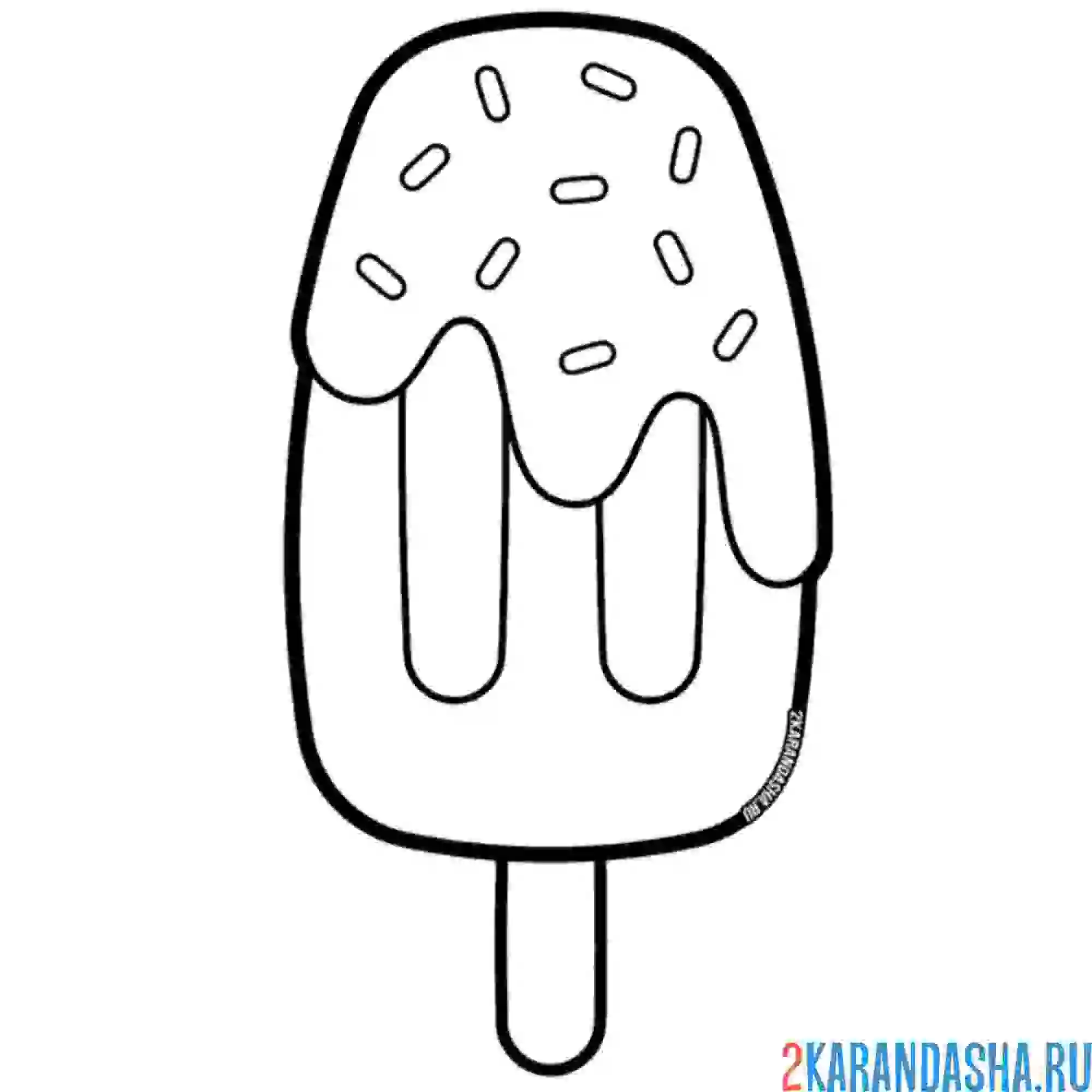 Раскраска мороженое в шоколаде