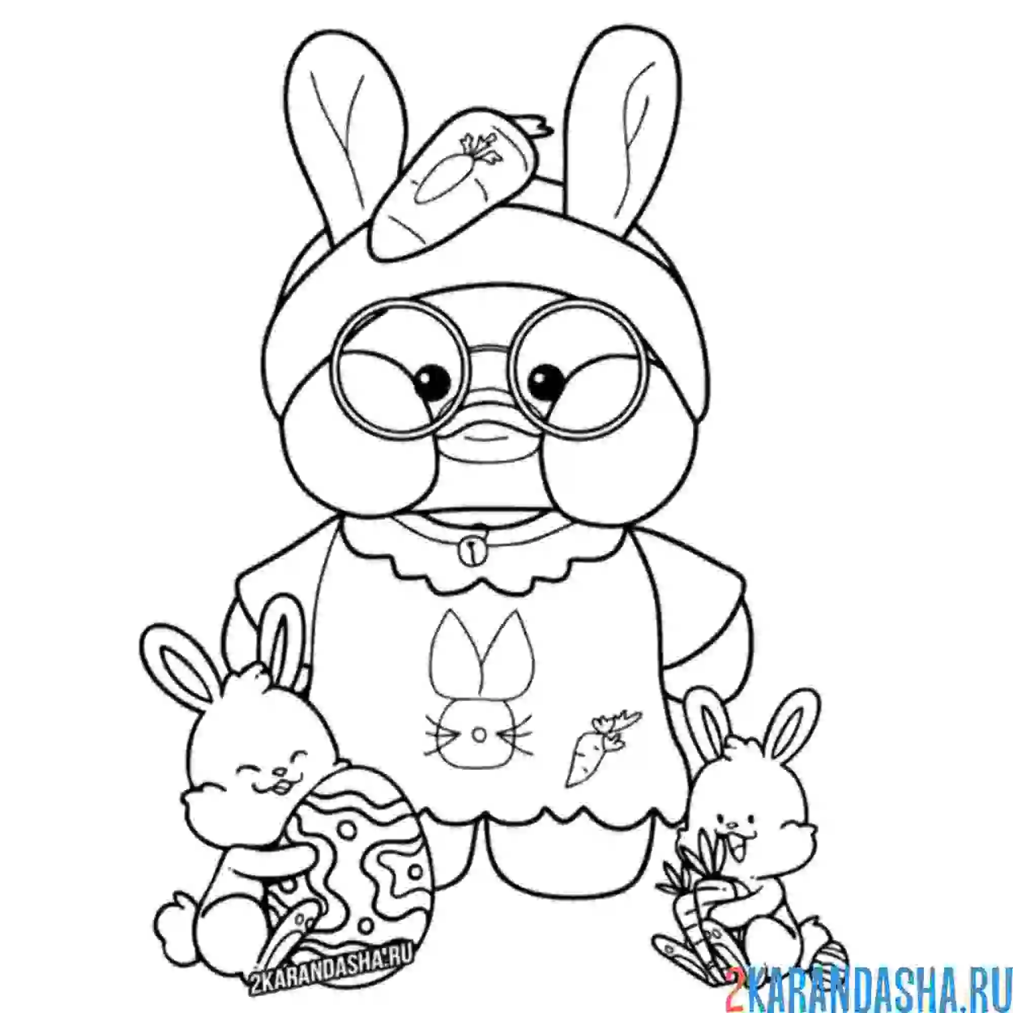 Раскраска пасхальная уточка лалафанфан