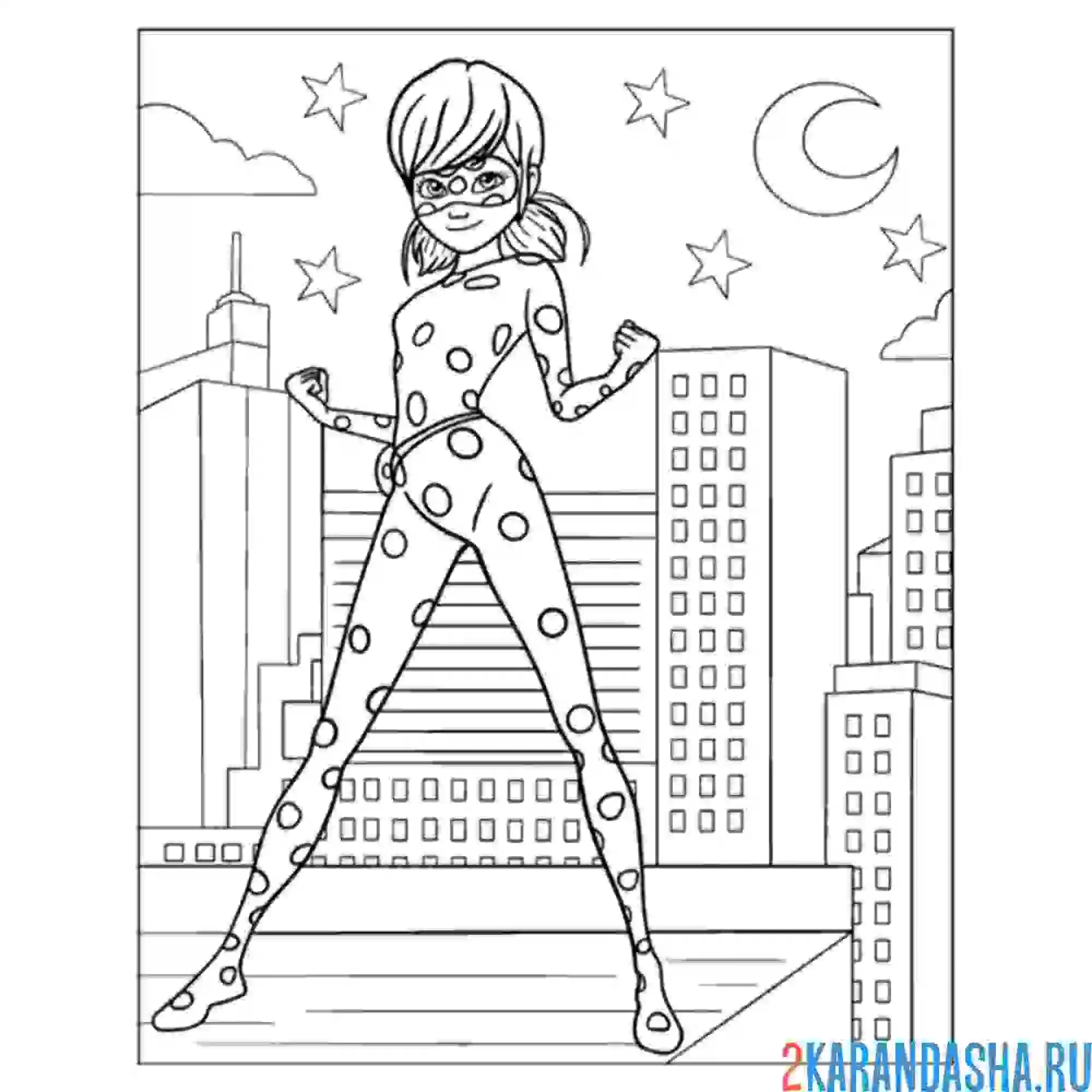 Раскраска леди баг городе