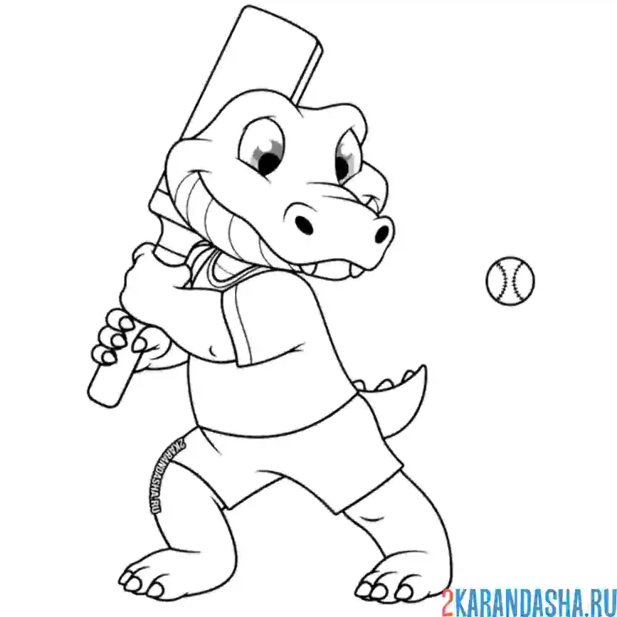 Раскраска крокодил спортсмен