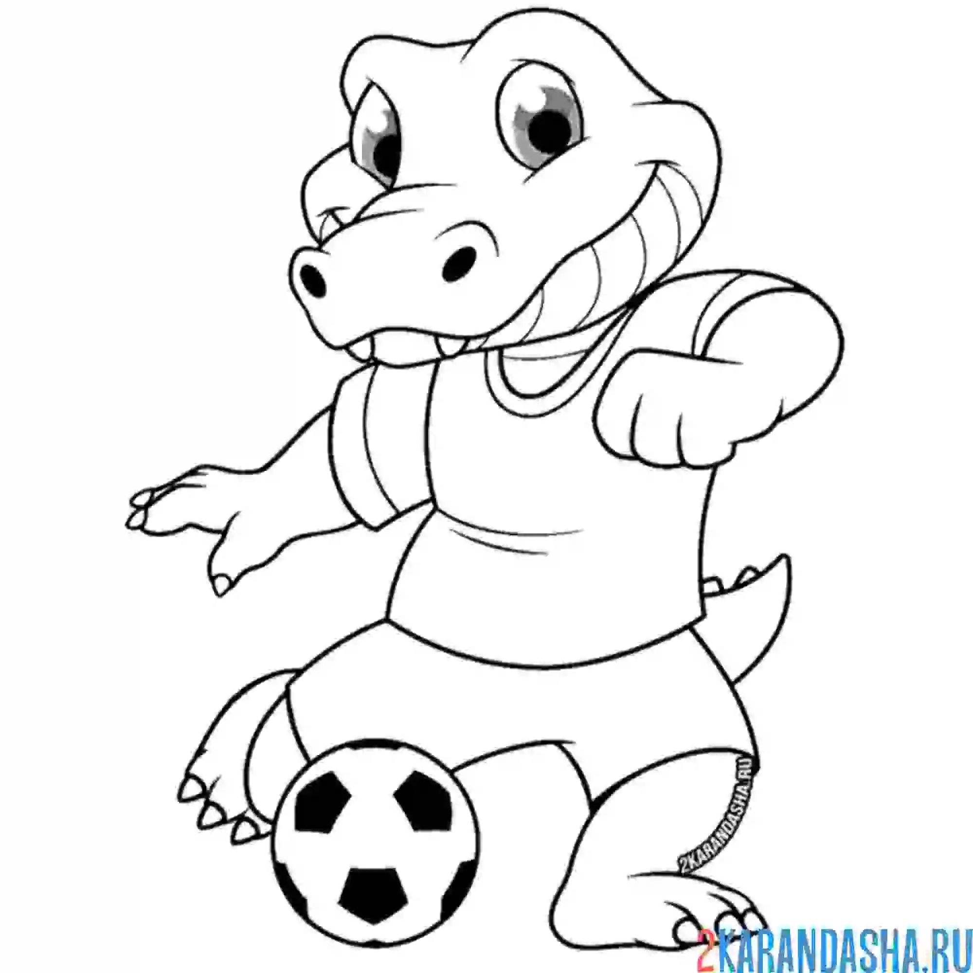 Раскраска крокодил-футболист