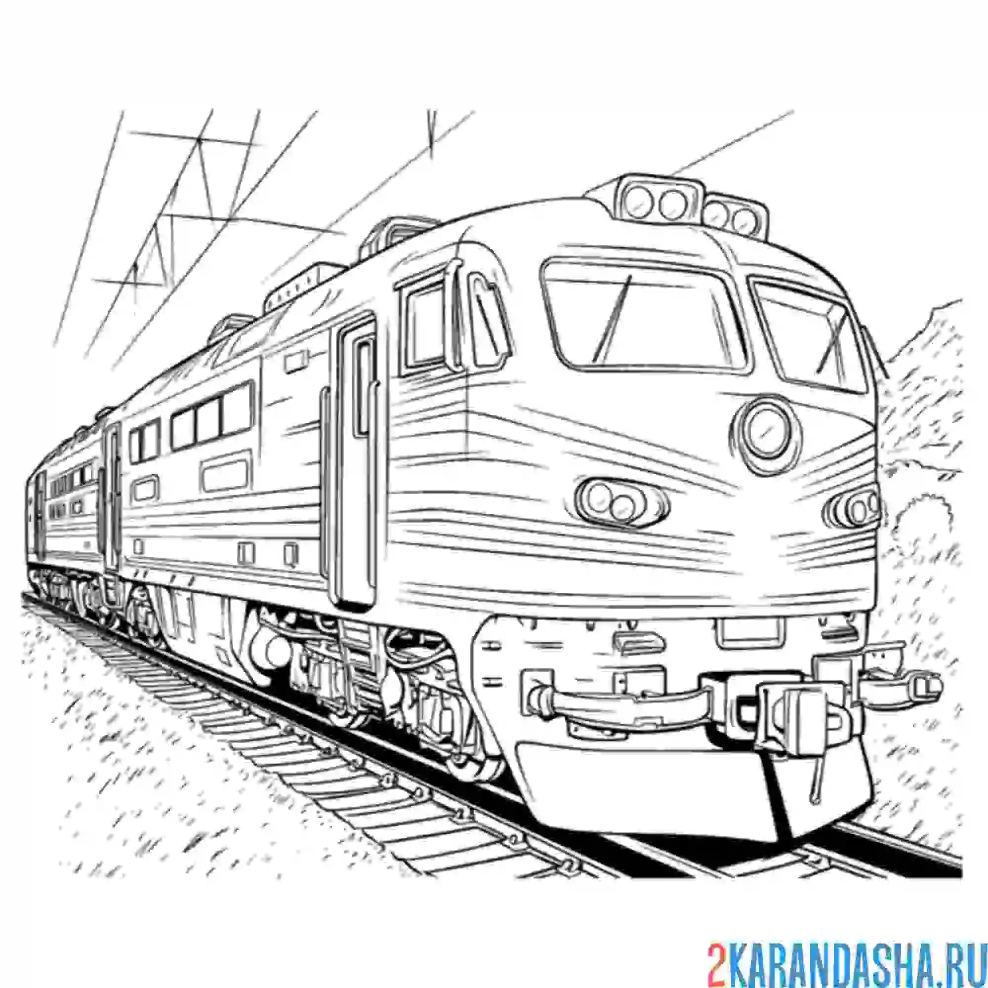 Раскраска тепловоз поезд
