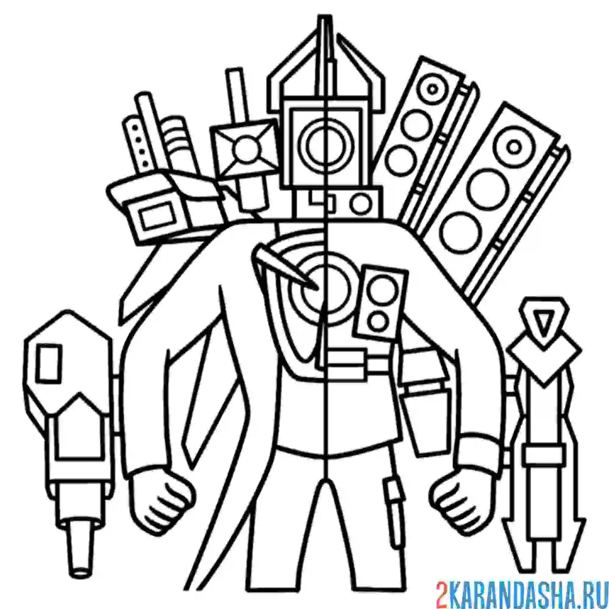 Раскраска титан камерамэн против титана спикермена