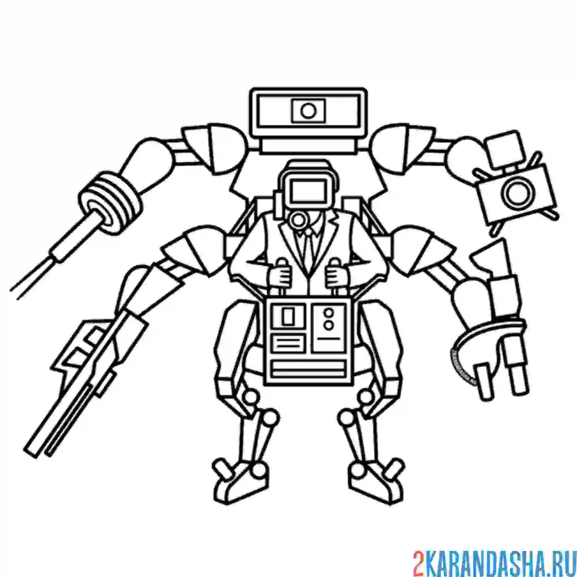 Раскраска камерамэн меха