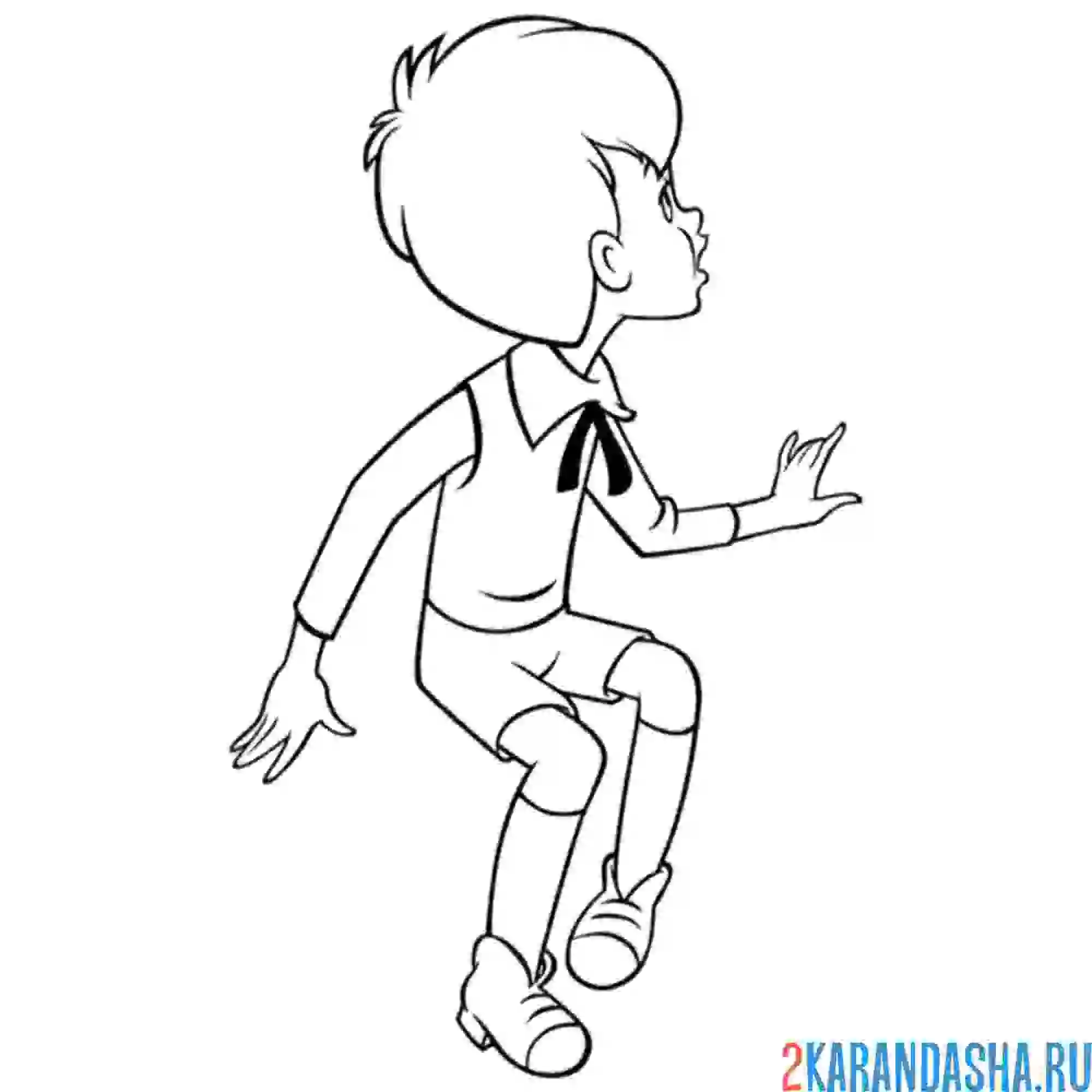 Раскраска мальчик смотрит