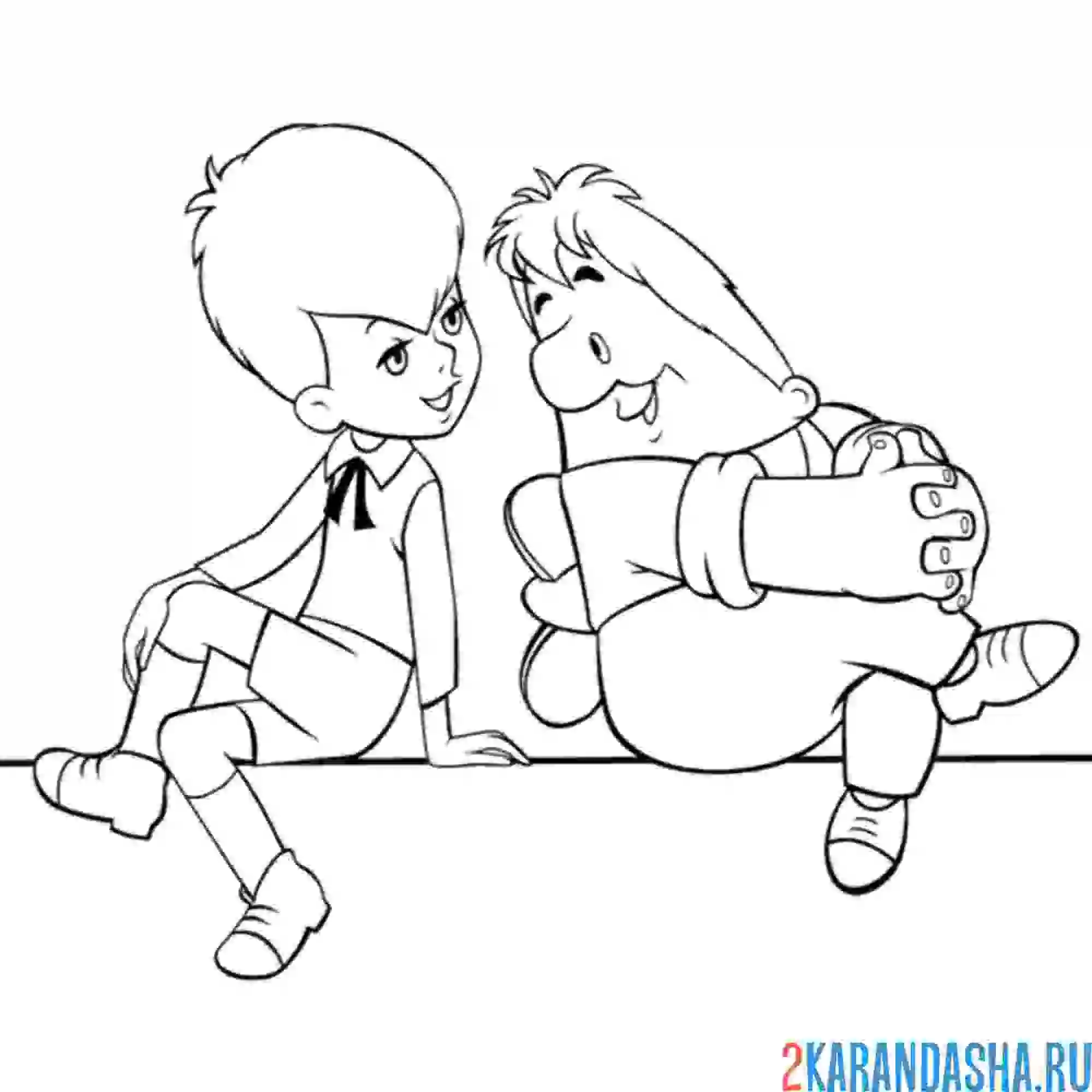 Раскраска малыш и карлсон друзья